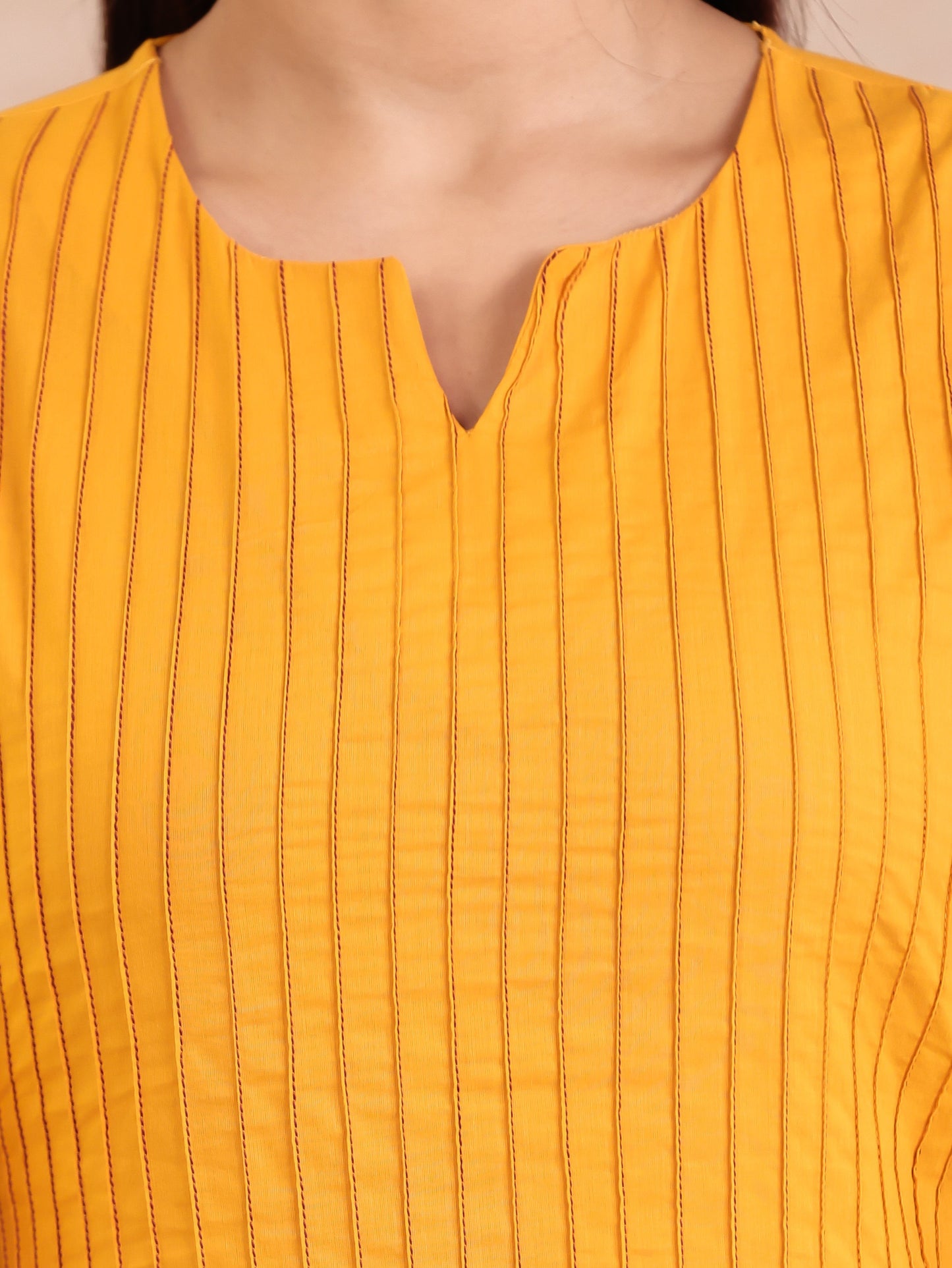 Soft Cotton Solid Straight Yellow Kurta