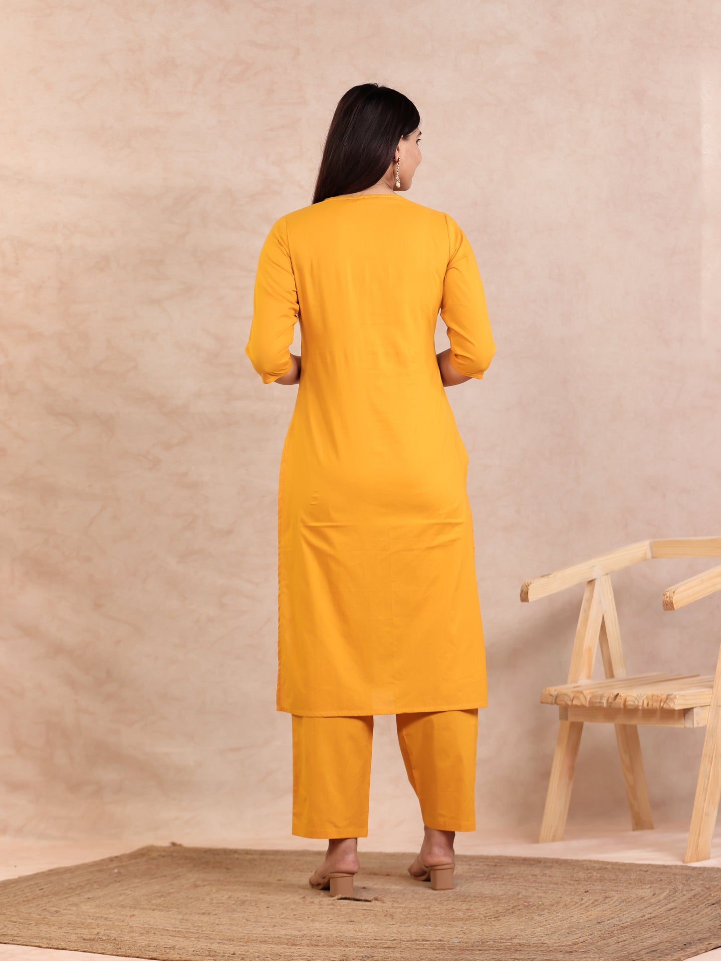 Soft Cotton Solid Straight Yellow Kurta
