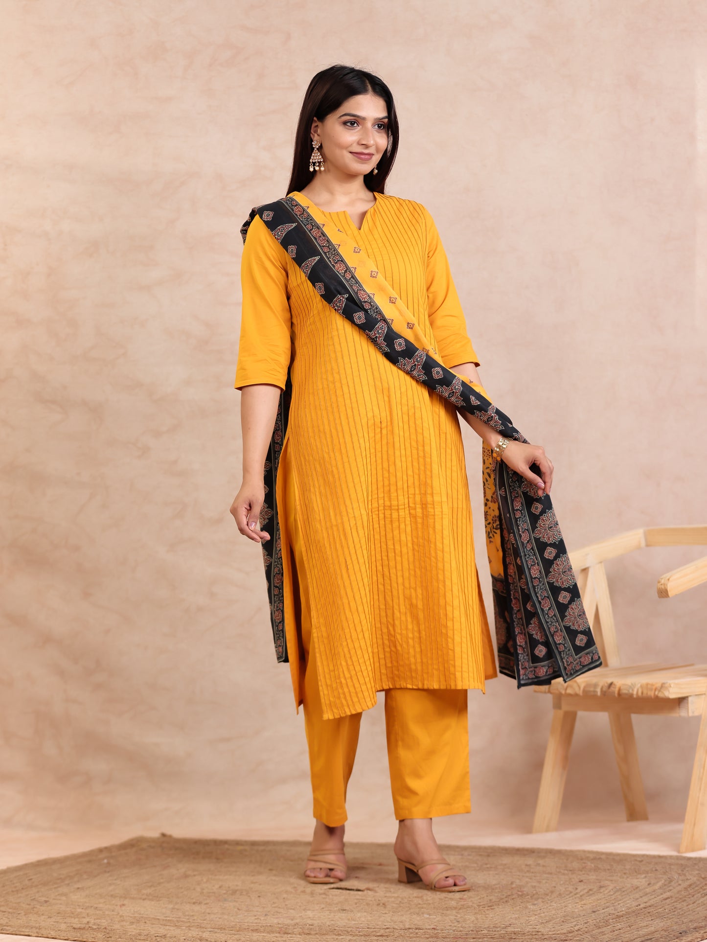 Soft Cotton Solid Straight Yellow Kurta