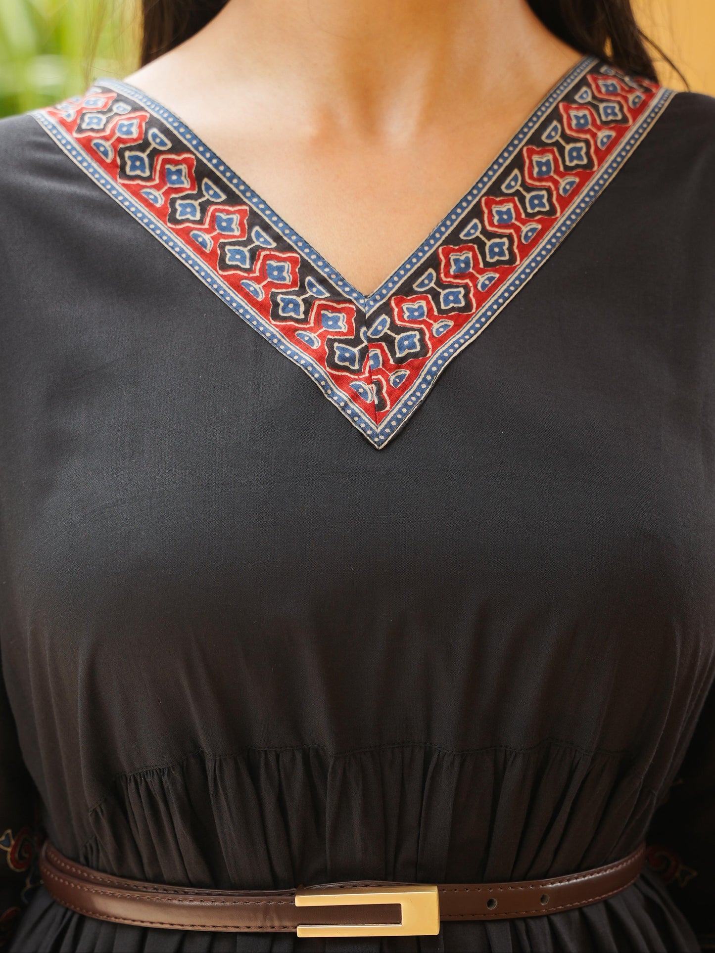 Soft Cotton Solid Tiered Black Dress