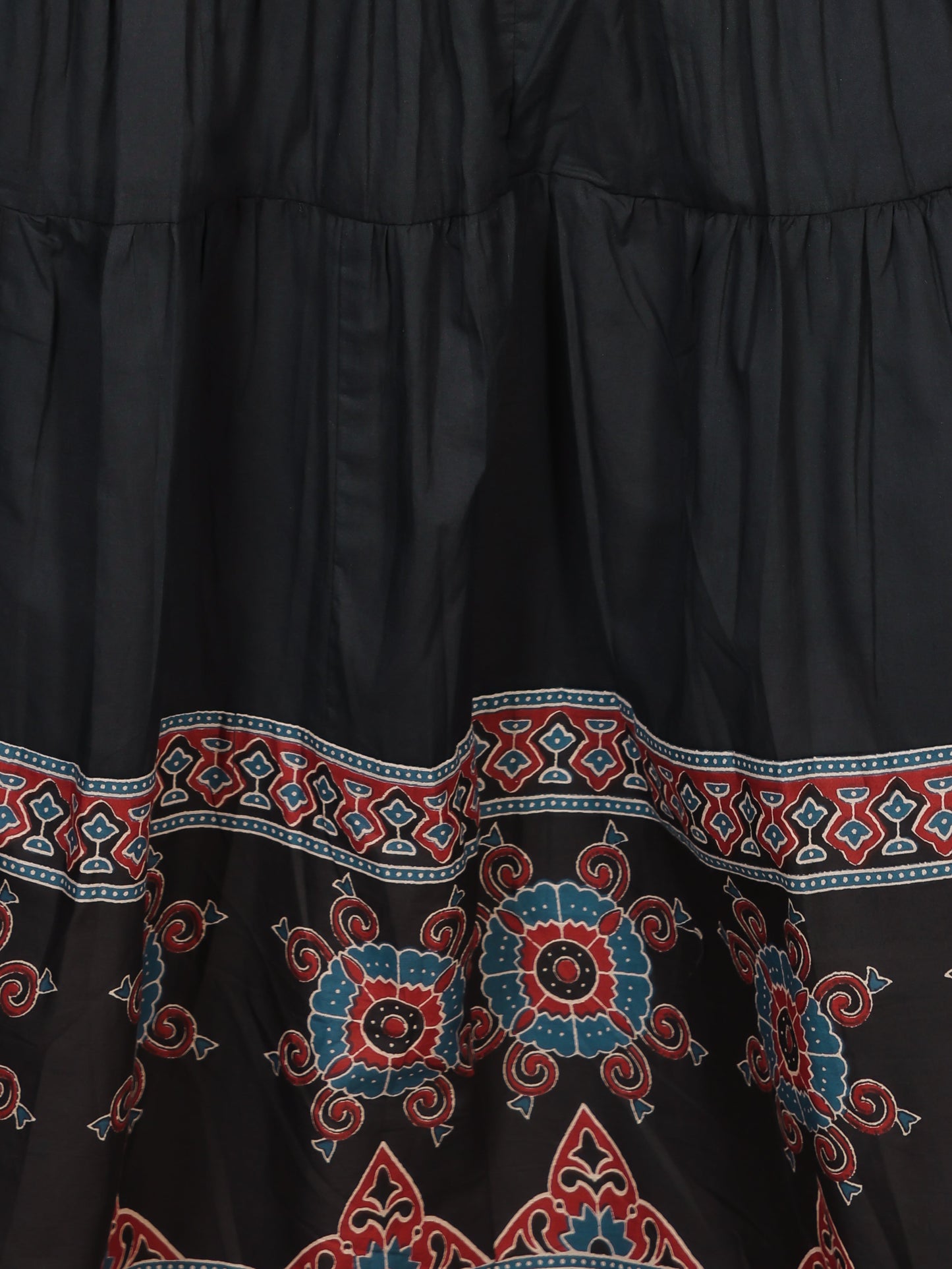 Soft Cotton Solid Tiered Black Dress