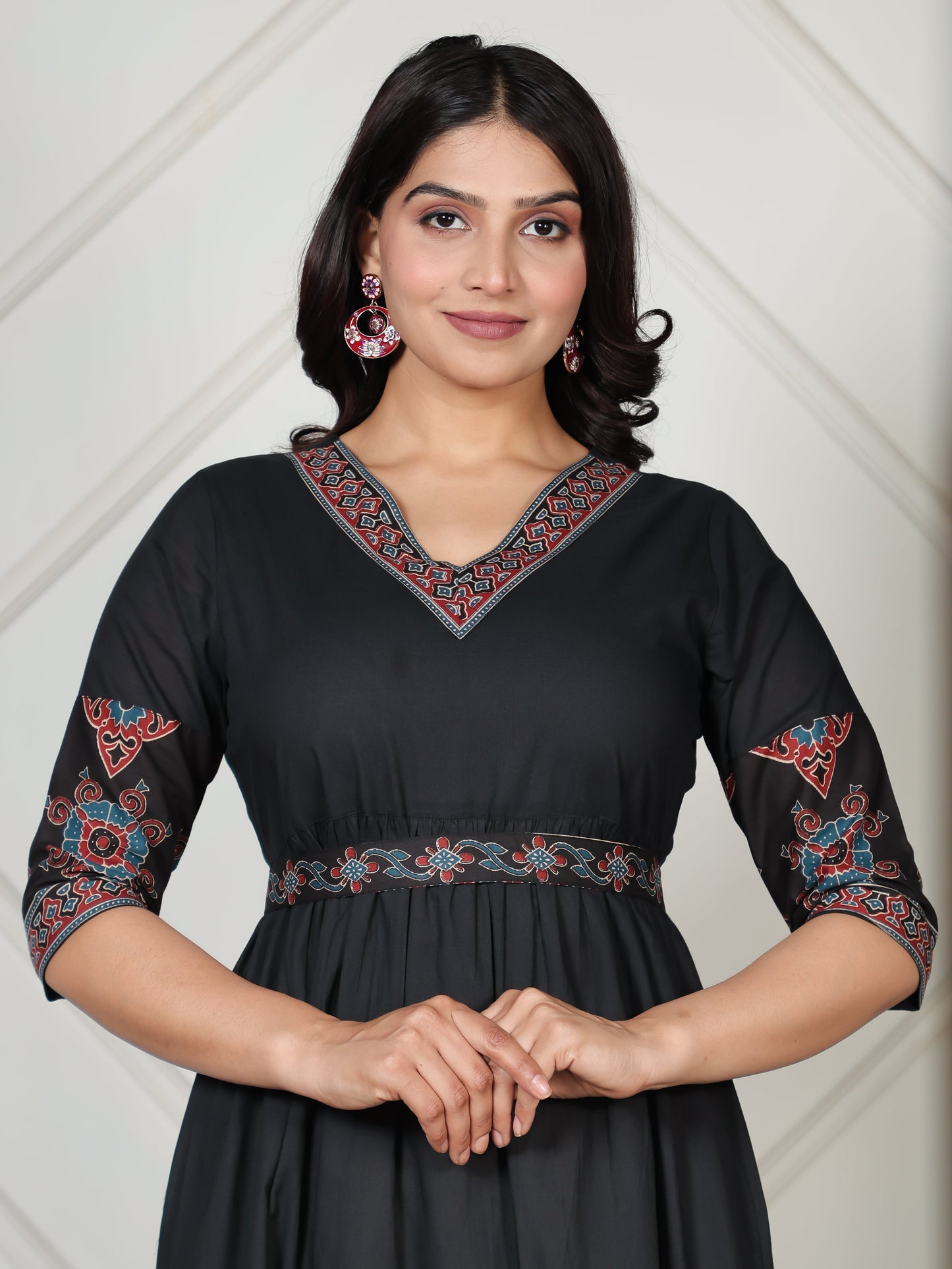 Soft Cotton Solid Tiered Black Dress