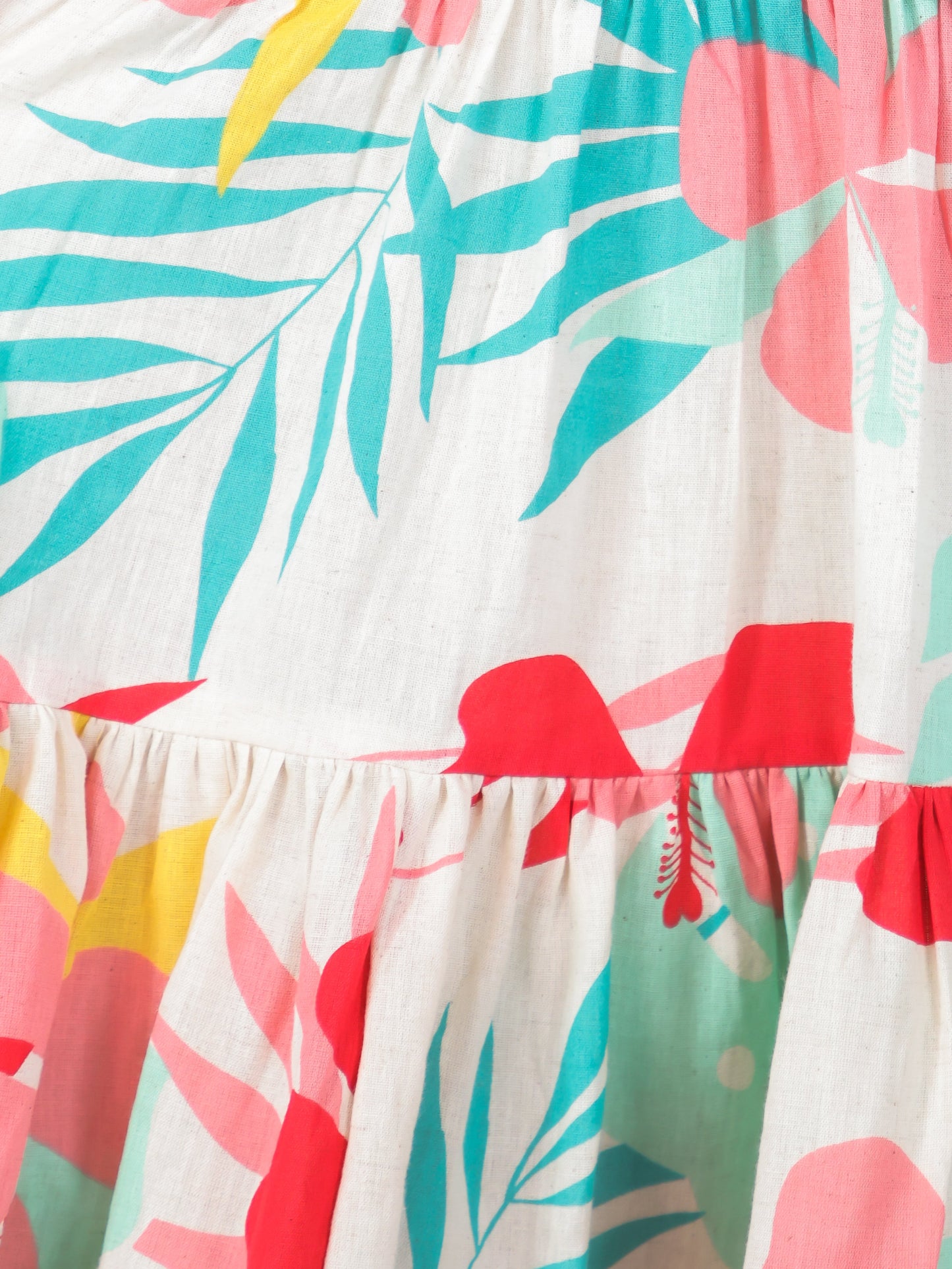 Embroidered Linen Cotton Floral A-line Multicolor Dress