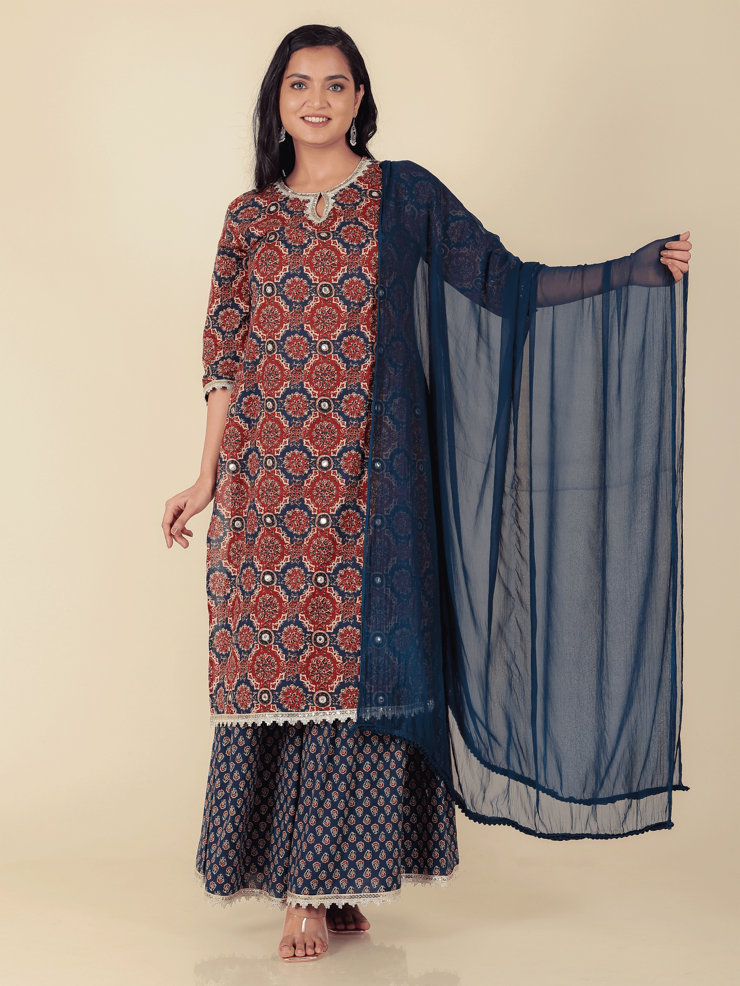 Chiffon Solid Blue Dupatta