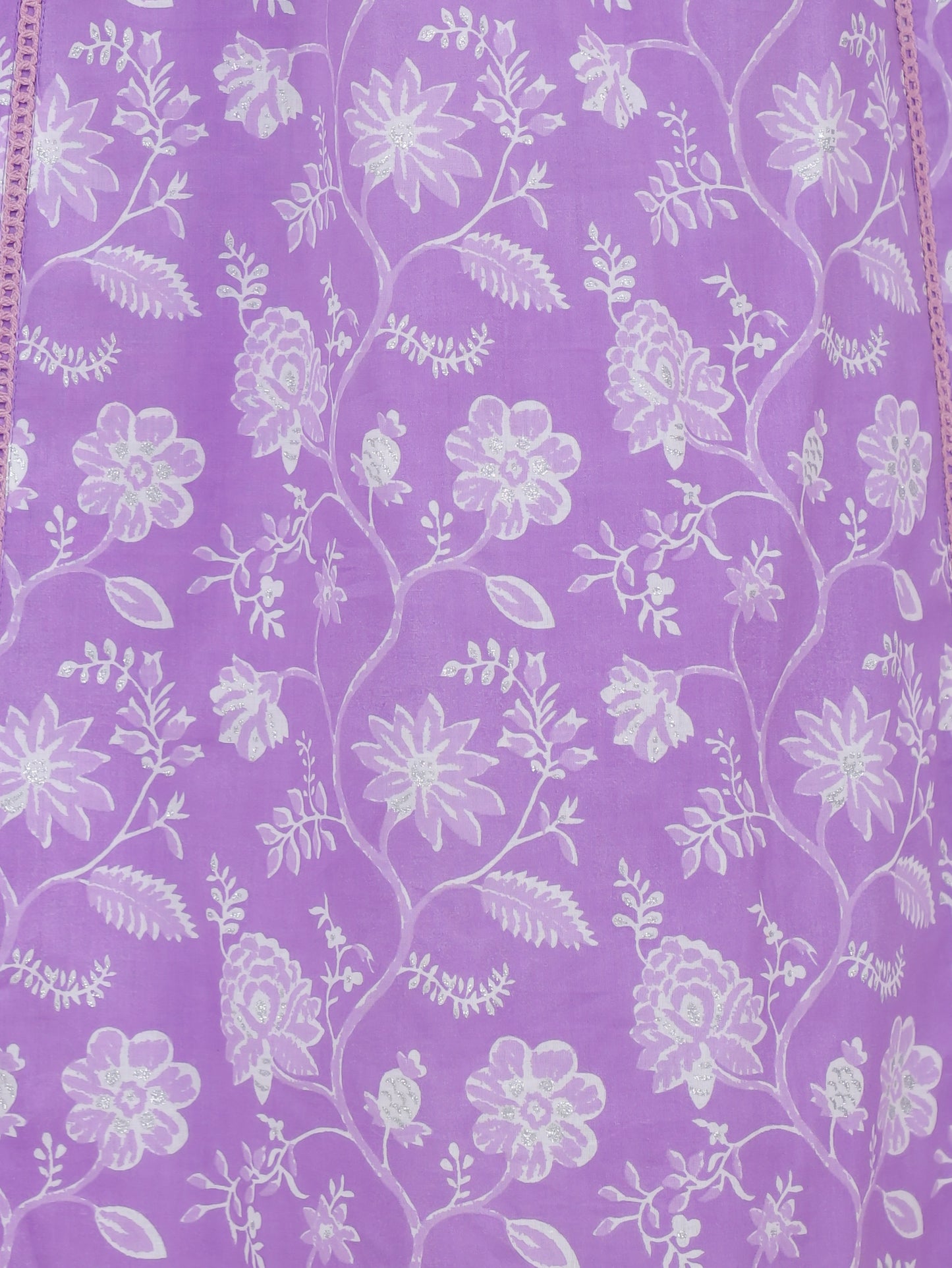 Soft Cotton Floral Flare Purple Kurta