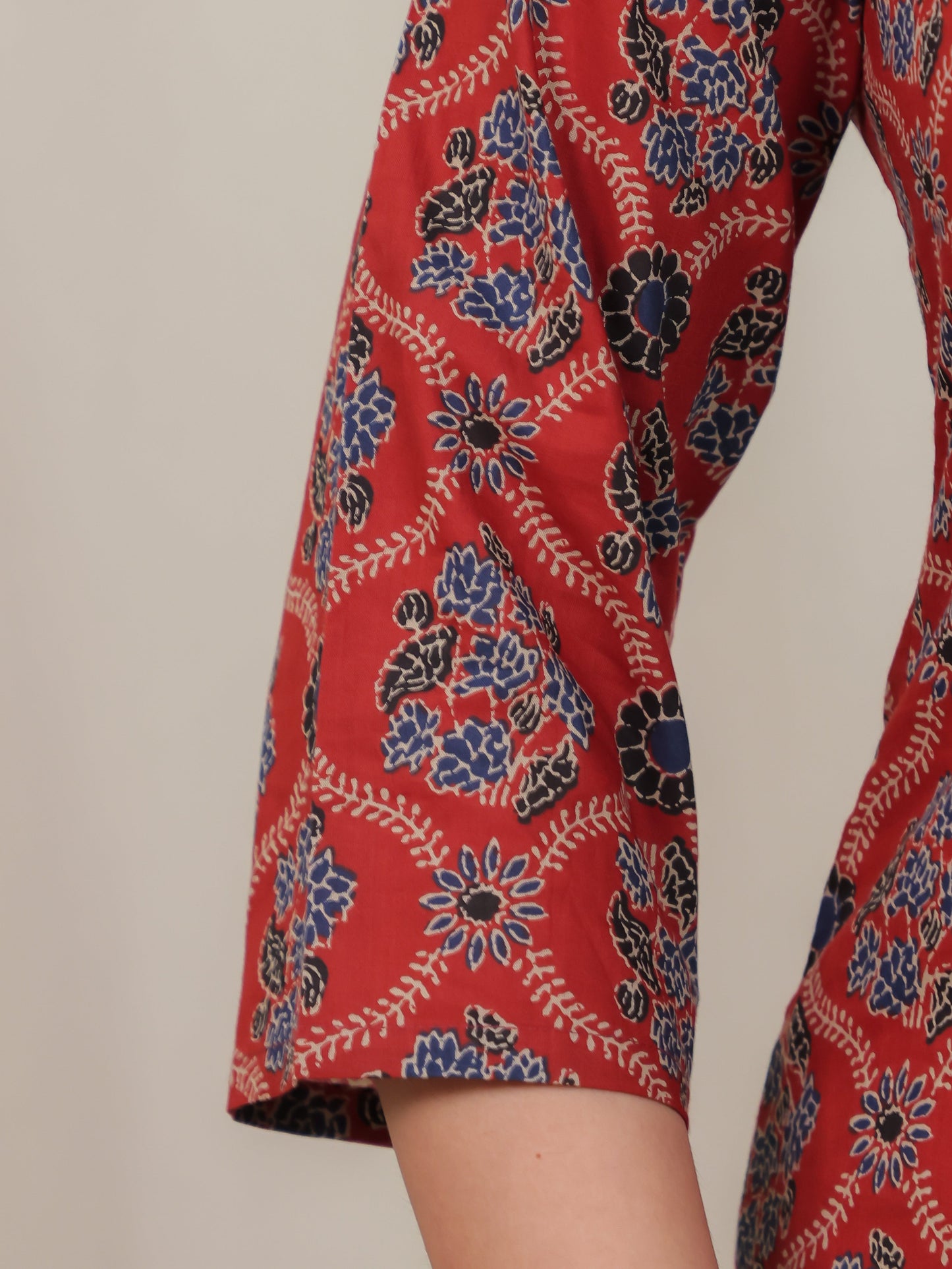Embroidered Soft Cotton Geometric Straight Rust Kurta