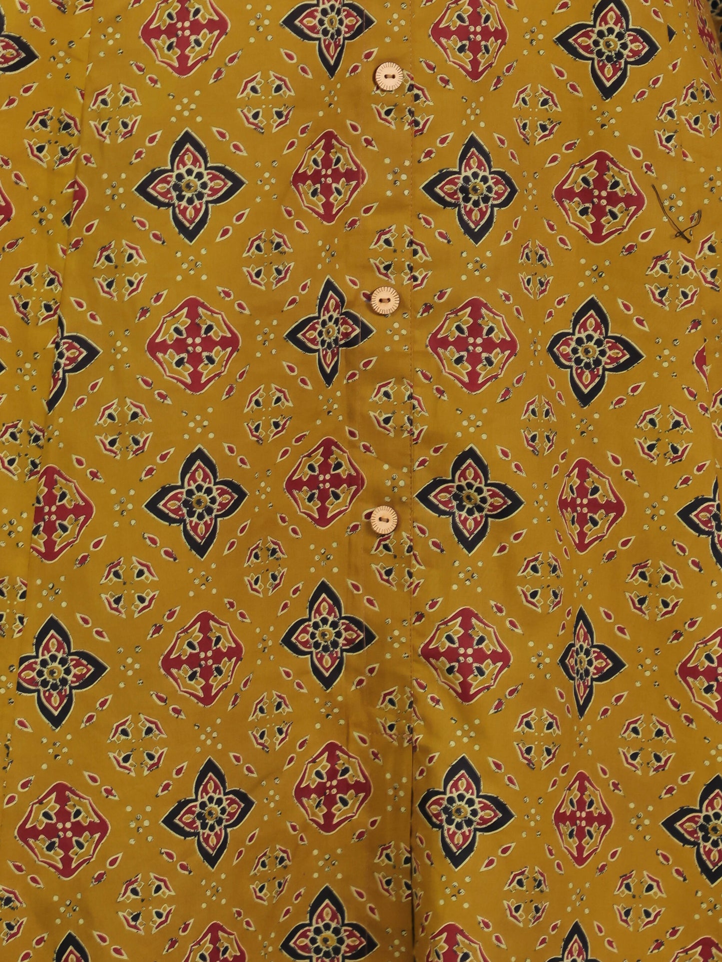 Soft Cotton Geometric High Low Yellow Kurta