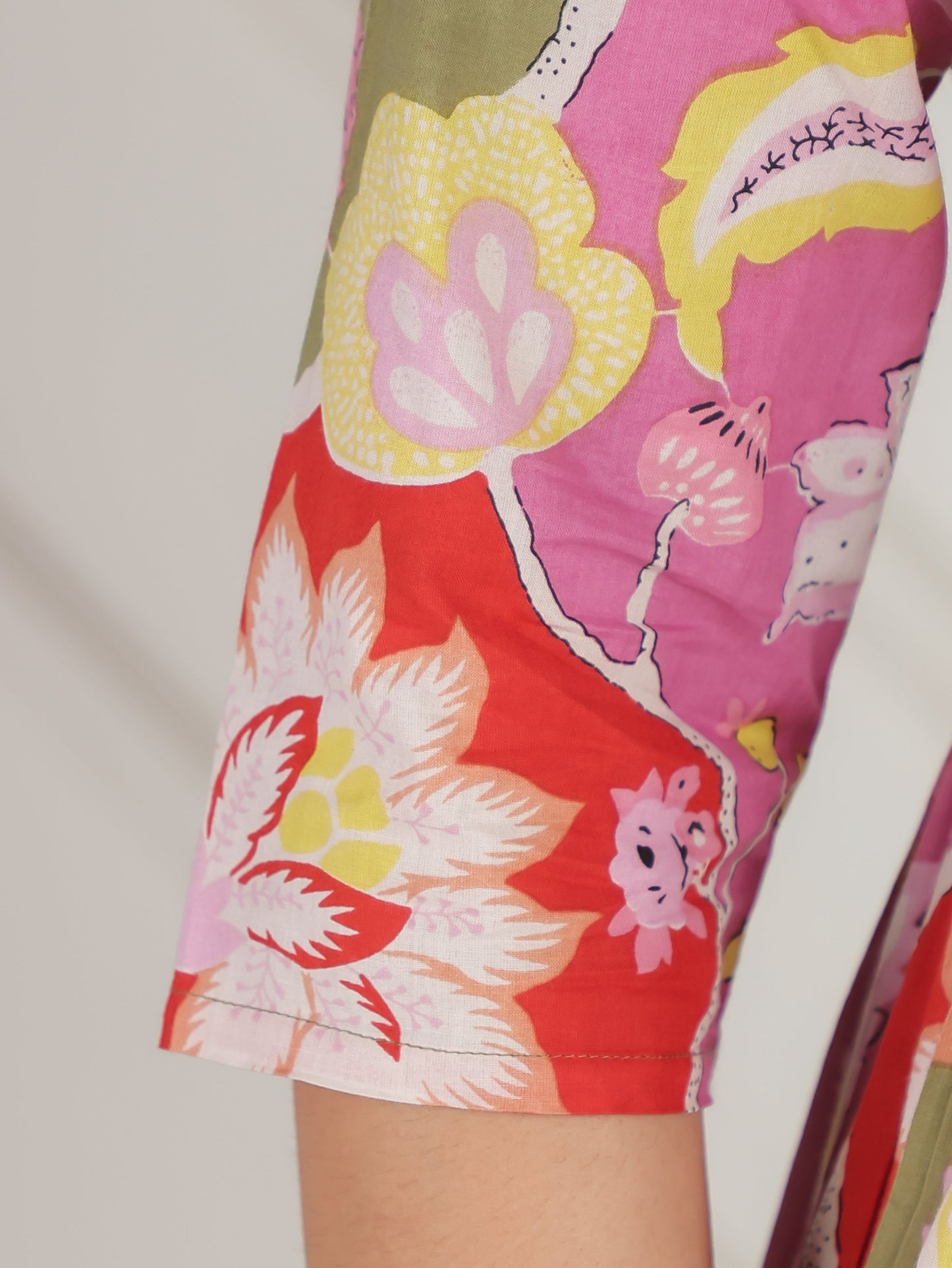 Soft Cotton Floral Gathered Pink Dress