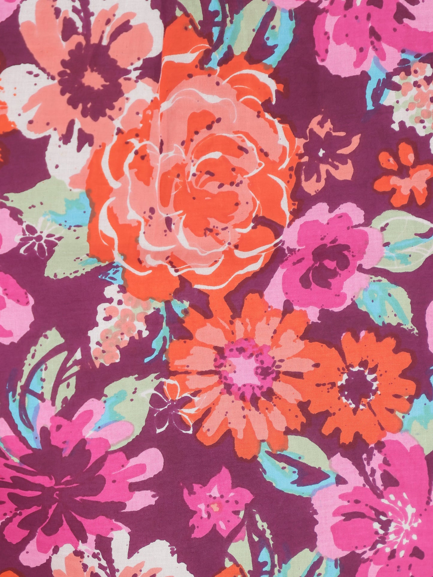 Soft Cotton Floral Angrakha Purple Dress