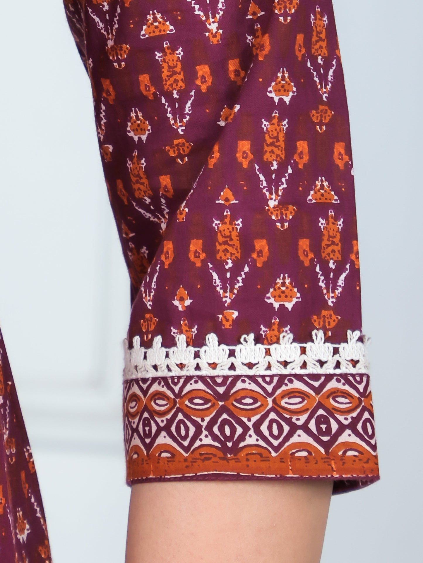 Soft Cotton Ikat A-line Wine Kurta