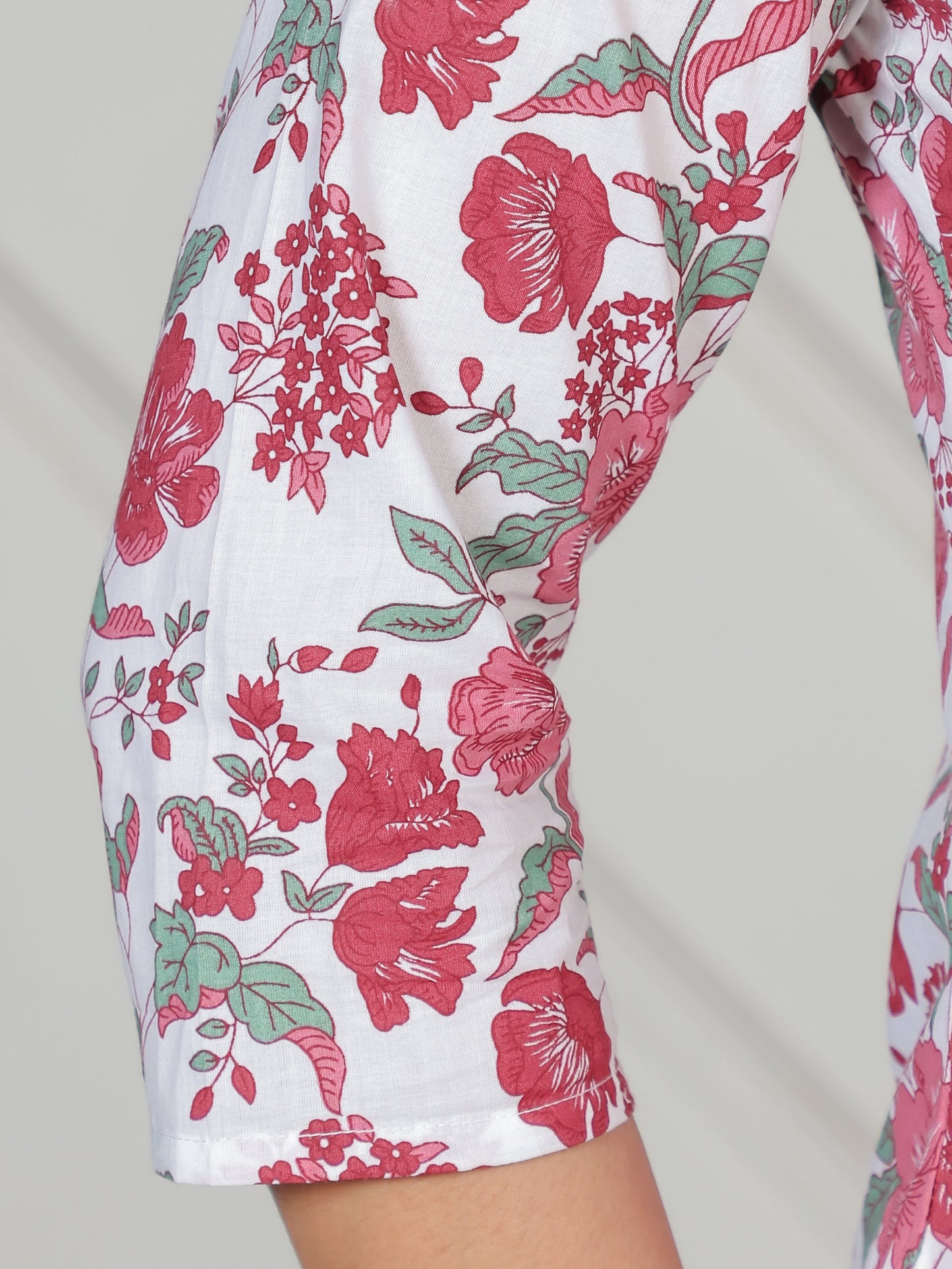 Soft Cotton Floral Flared White Kurta