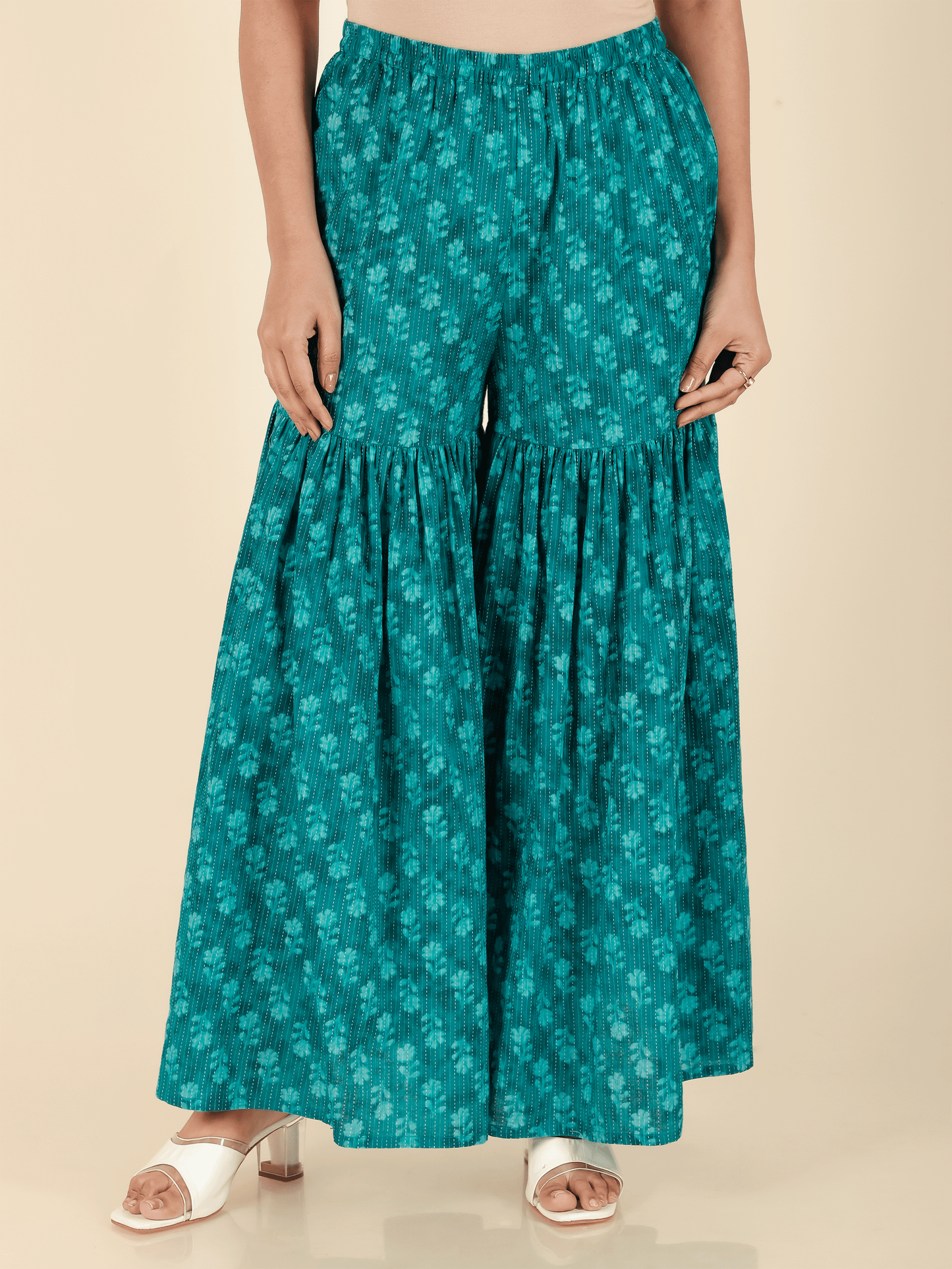 Kantha Cotton Floral Green Sharara