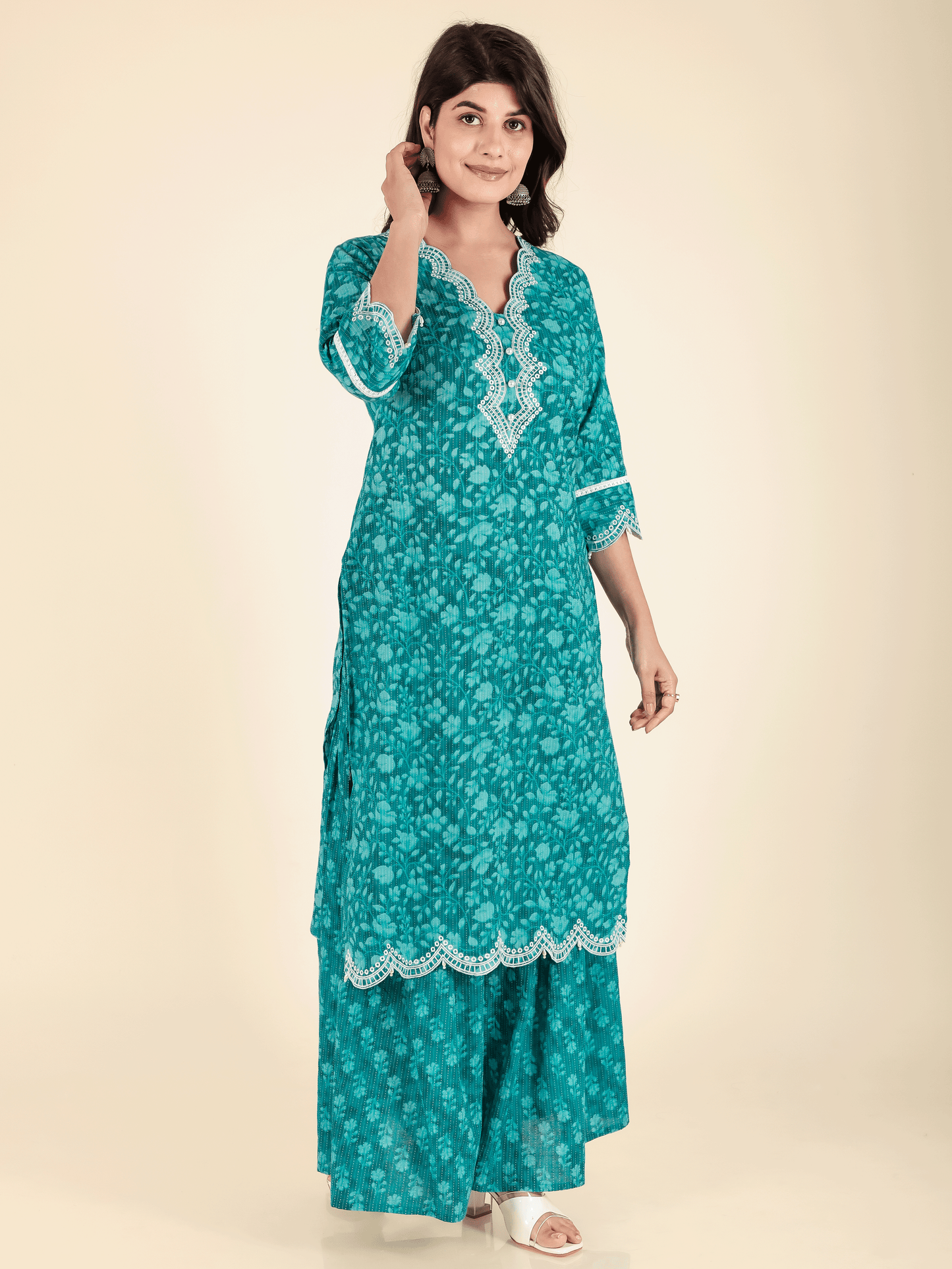 Kantha Cotton Floral Kurta