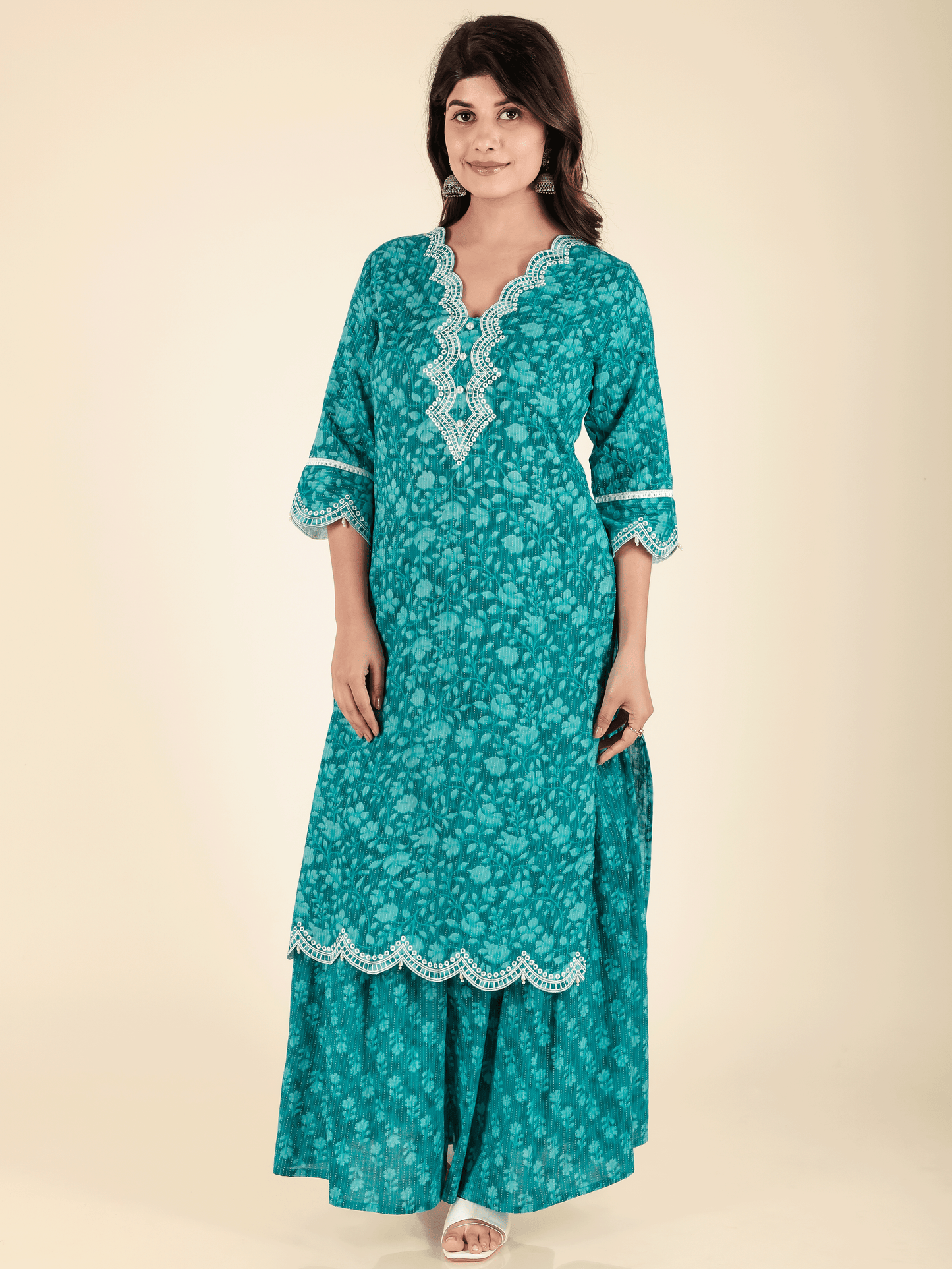 Kantha Cotton Floral Kurta