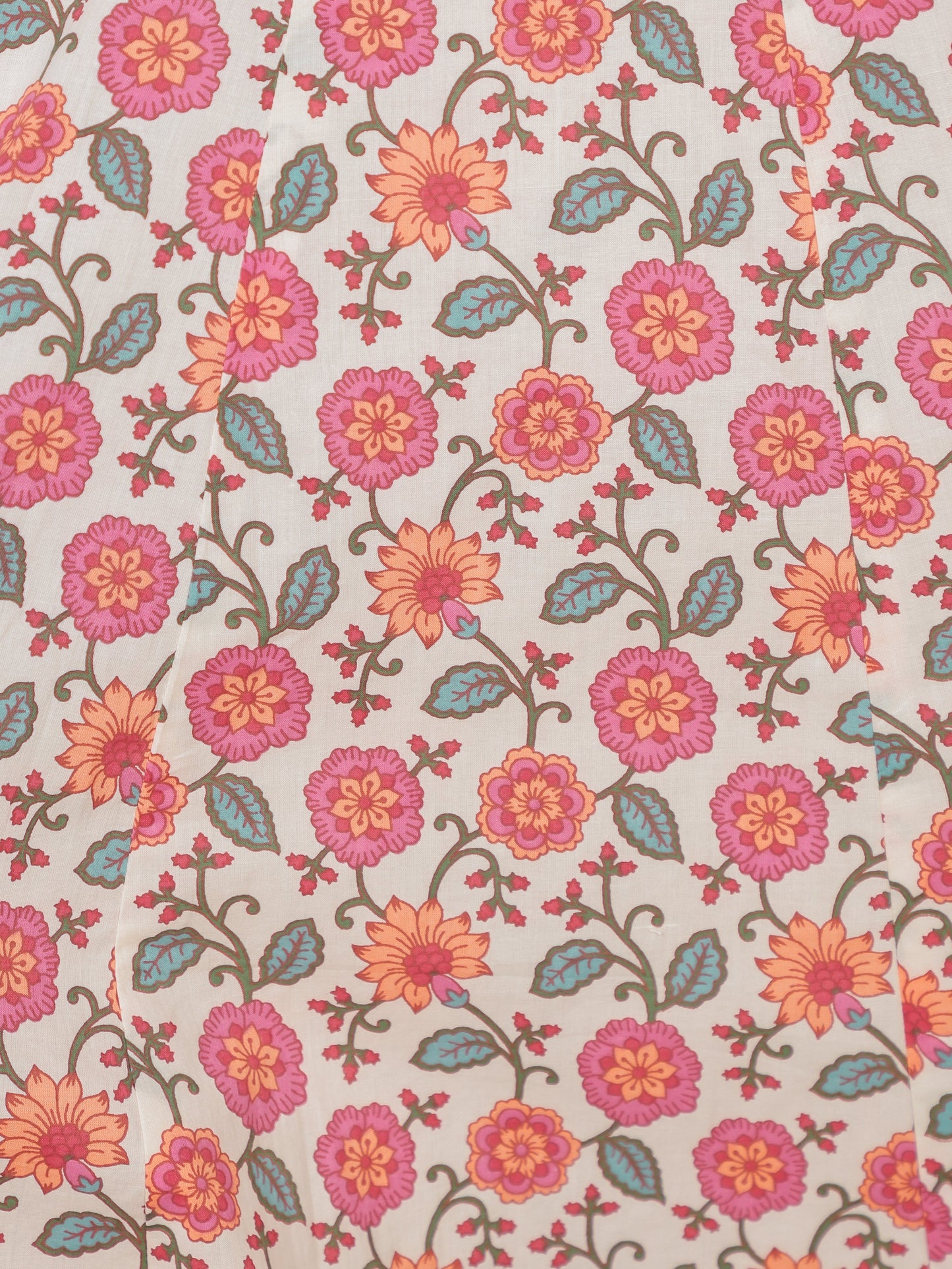 Soft Cotton Floral Flared Beige Kurta