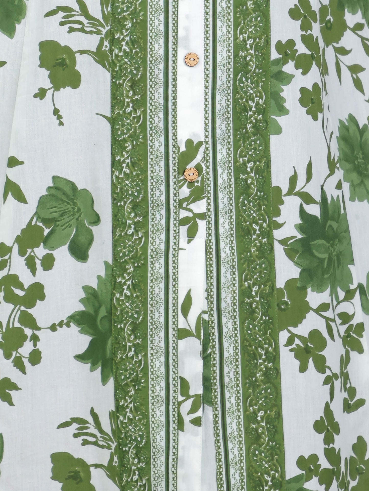 Soft Cotton Floral High Low Green Kurta