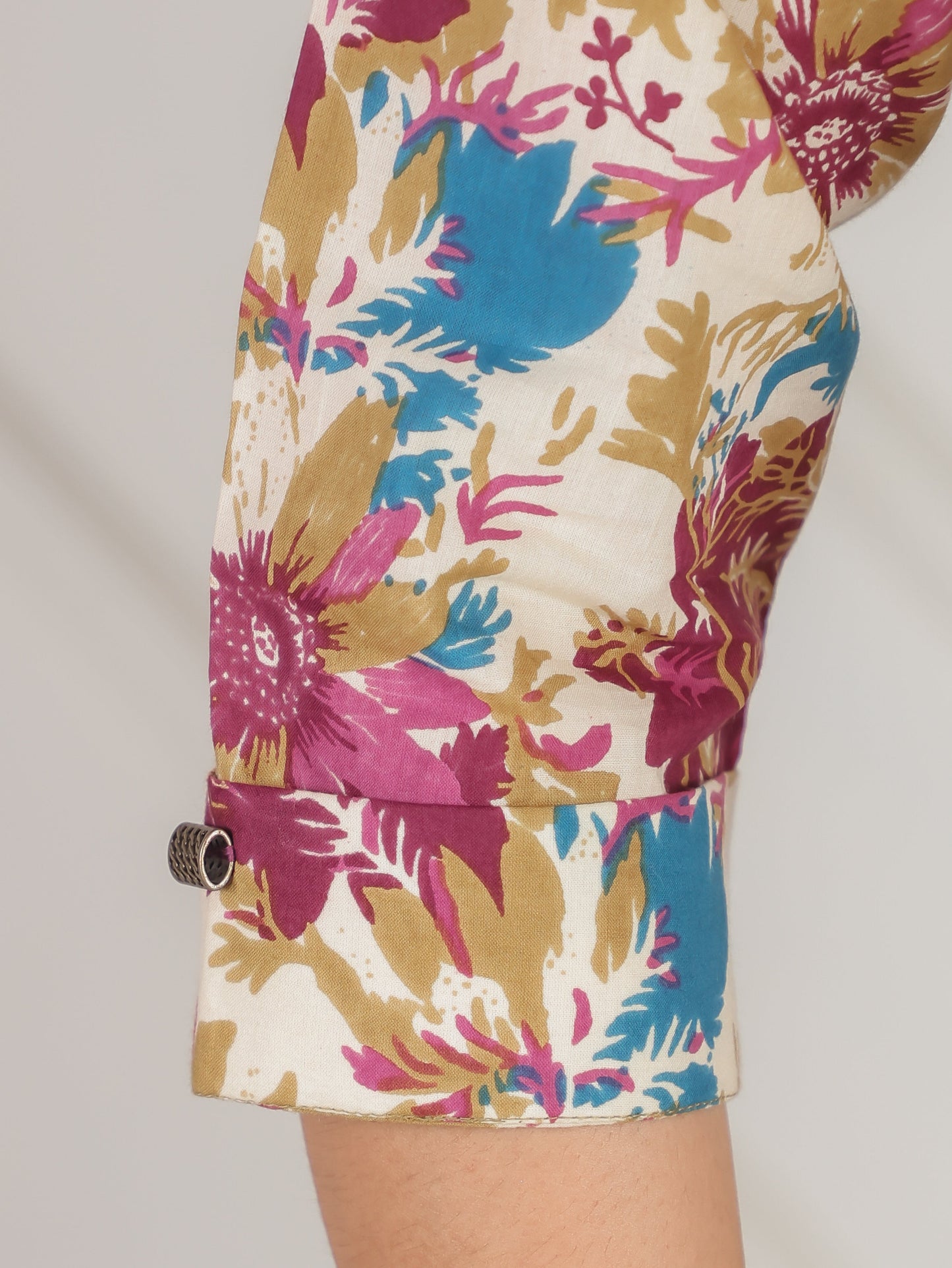 Soft Cotton Floral Straight Off White Kurta