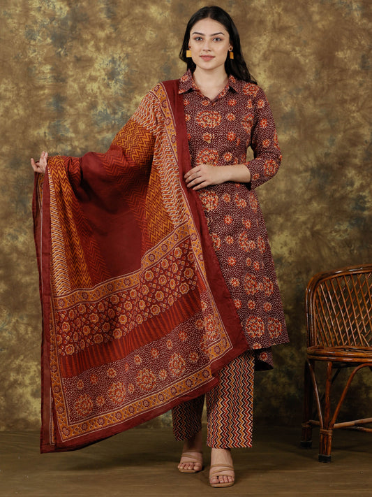 Cotton Voile Striped Brown Dupatta