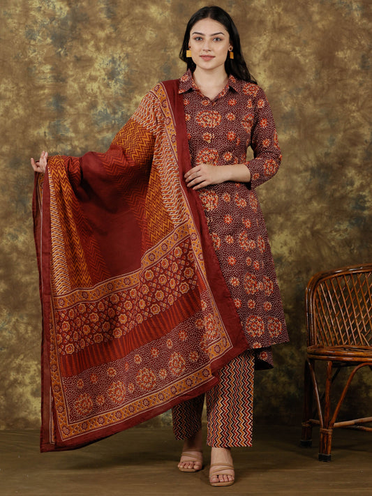 Cotton Voile Striped Brown Dupatta