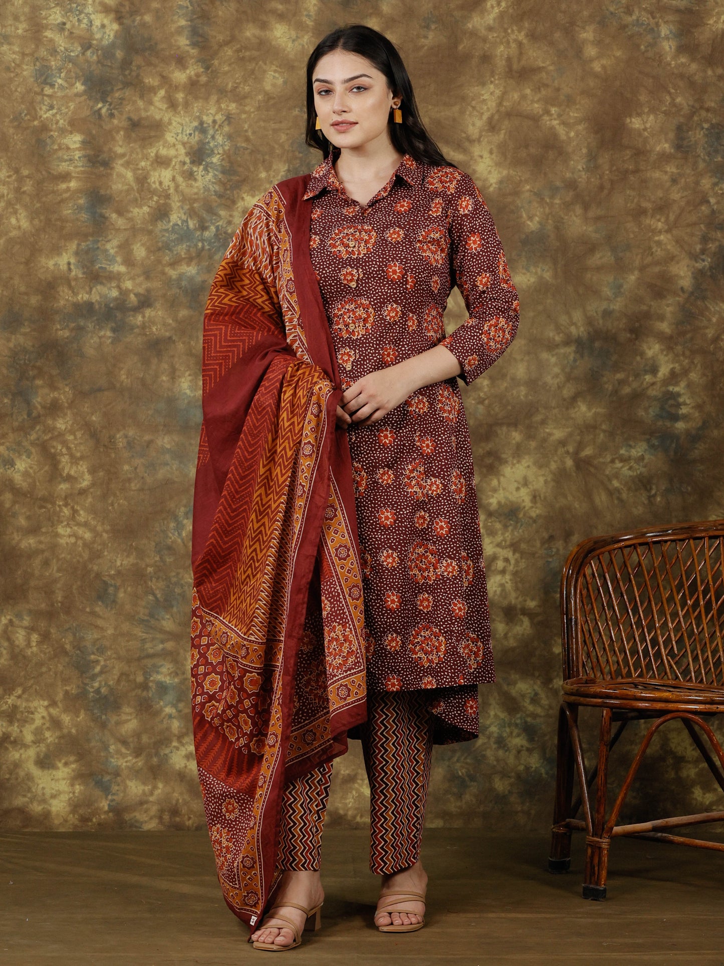 Cotton Voile Striped Brown Dupatta