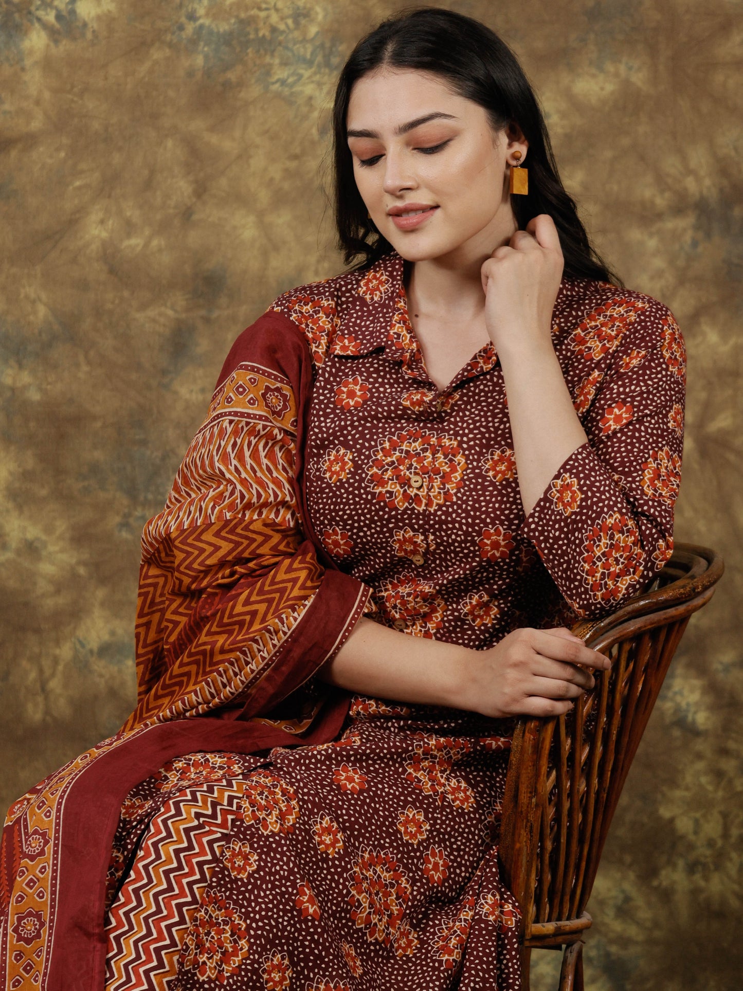 Cotton Voile Striped Brown Dupatta
