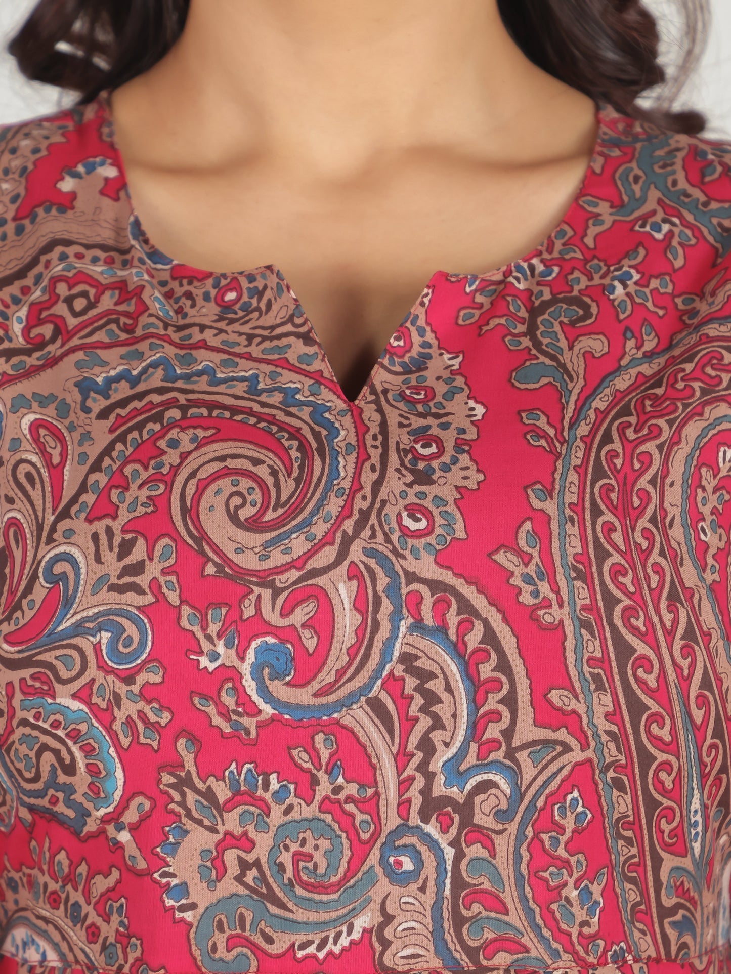 Soft Cotton Paisley Anarkali Pink Dress