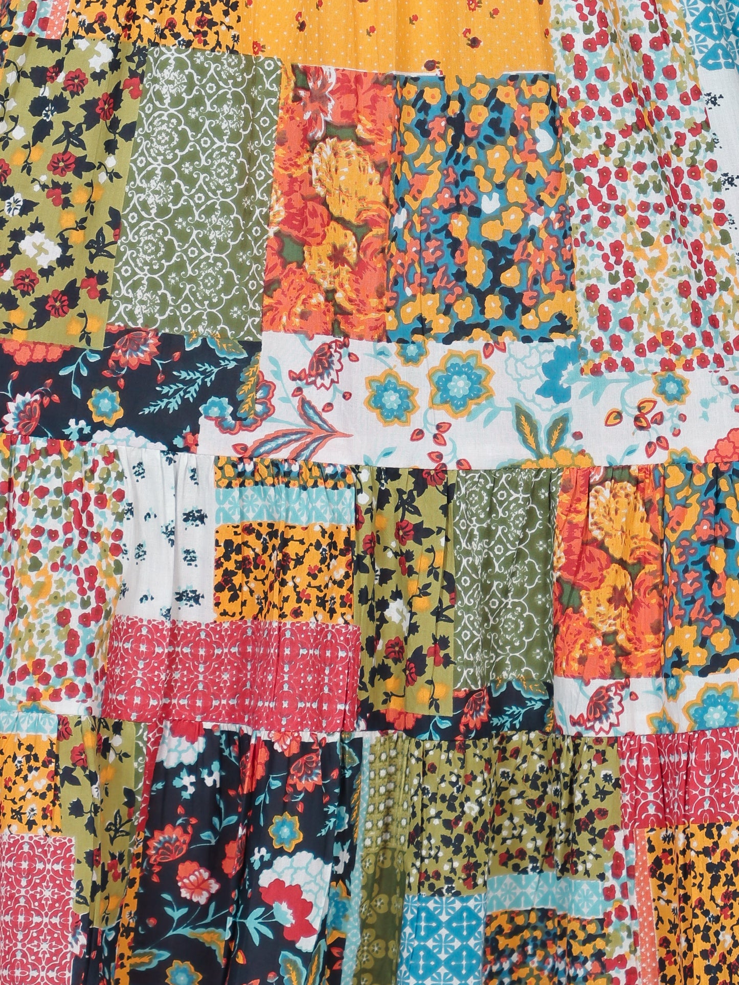 Soft Cotton Patchwork A-line Multicolor Dress