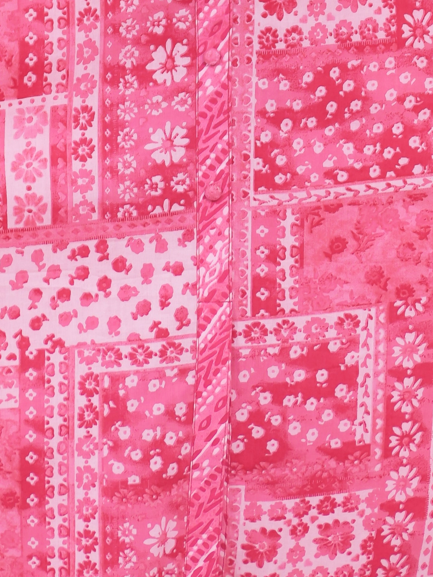 Soft Cotton Patchwork Straight Pink Kurta