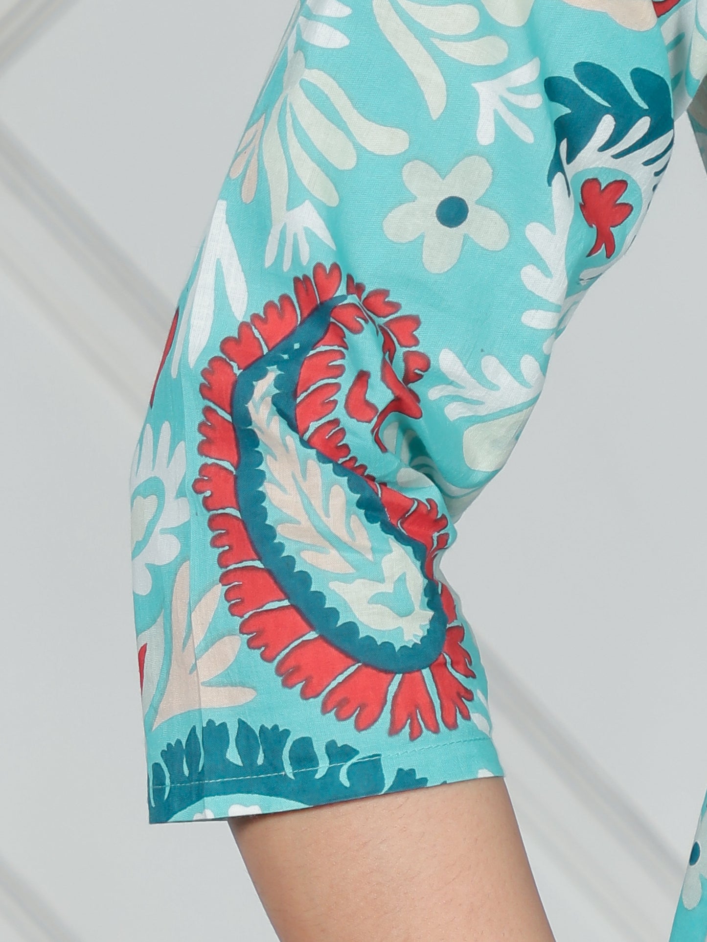 Soft Cotton Paisley Angrakha Blue Dress