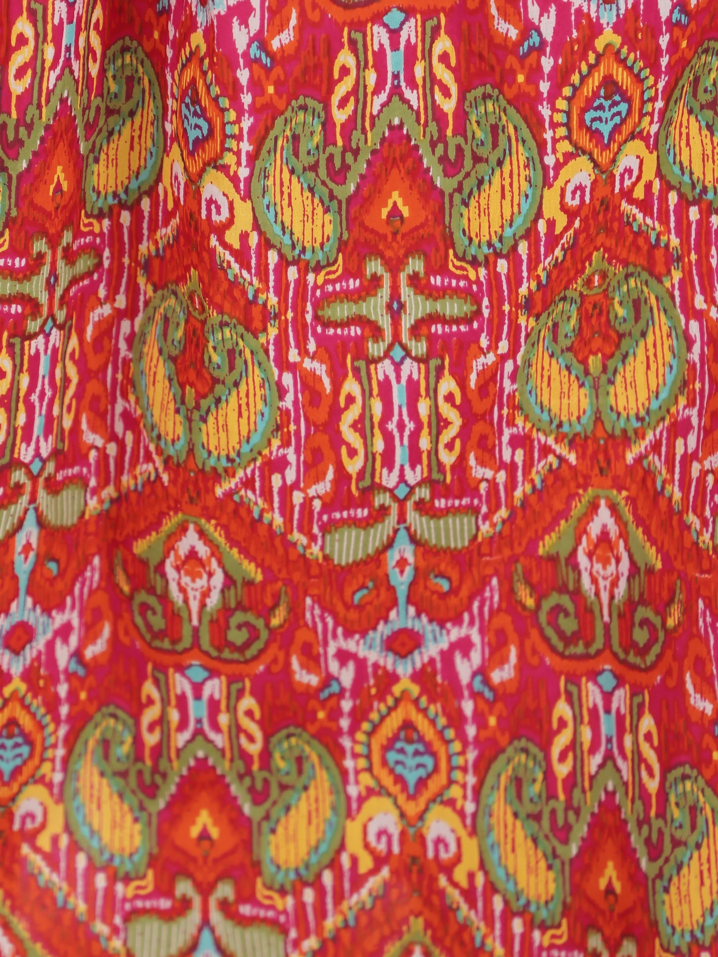 Soft Cotton Paisley Gathered Orange Dress