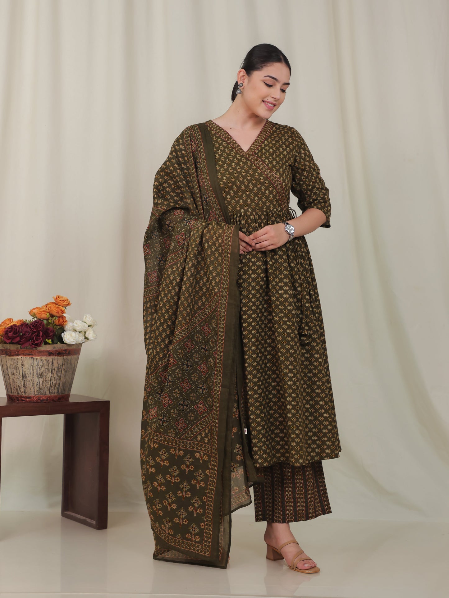 Cotton Voile Striped Green Dupatta