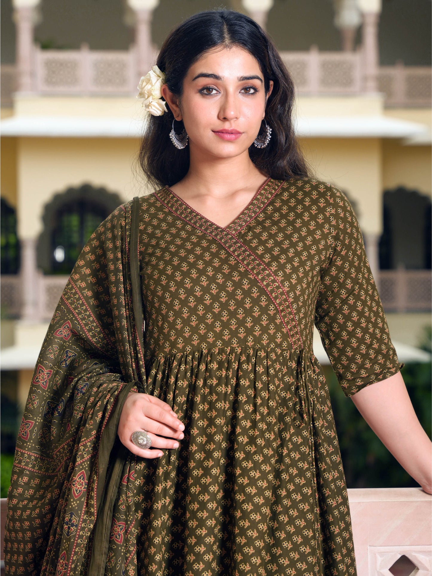 Cotton Voile Striped Green Dupatta