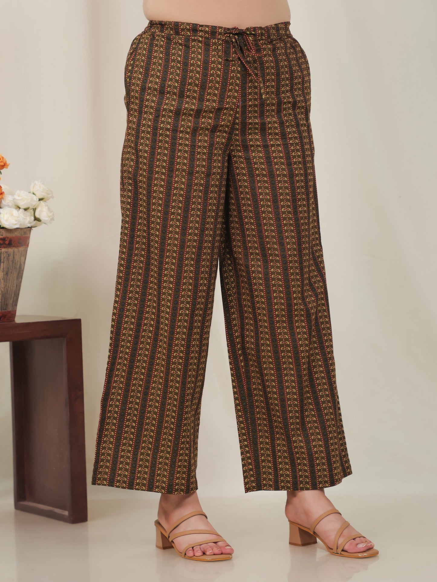 Soft Cotton Geometric Angrakha Green Kurta