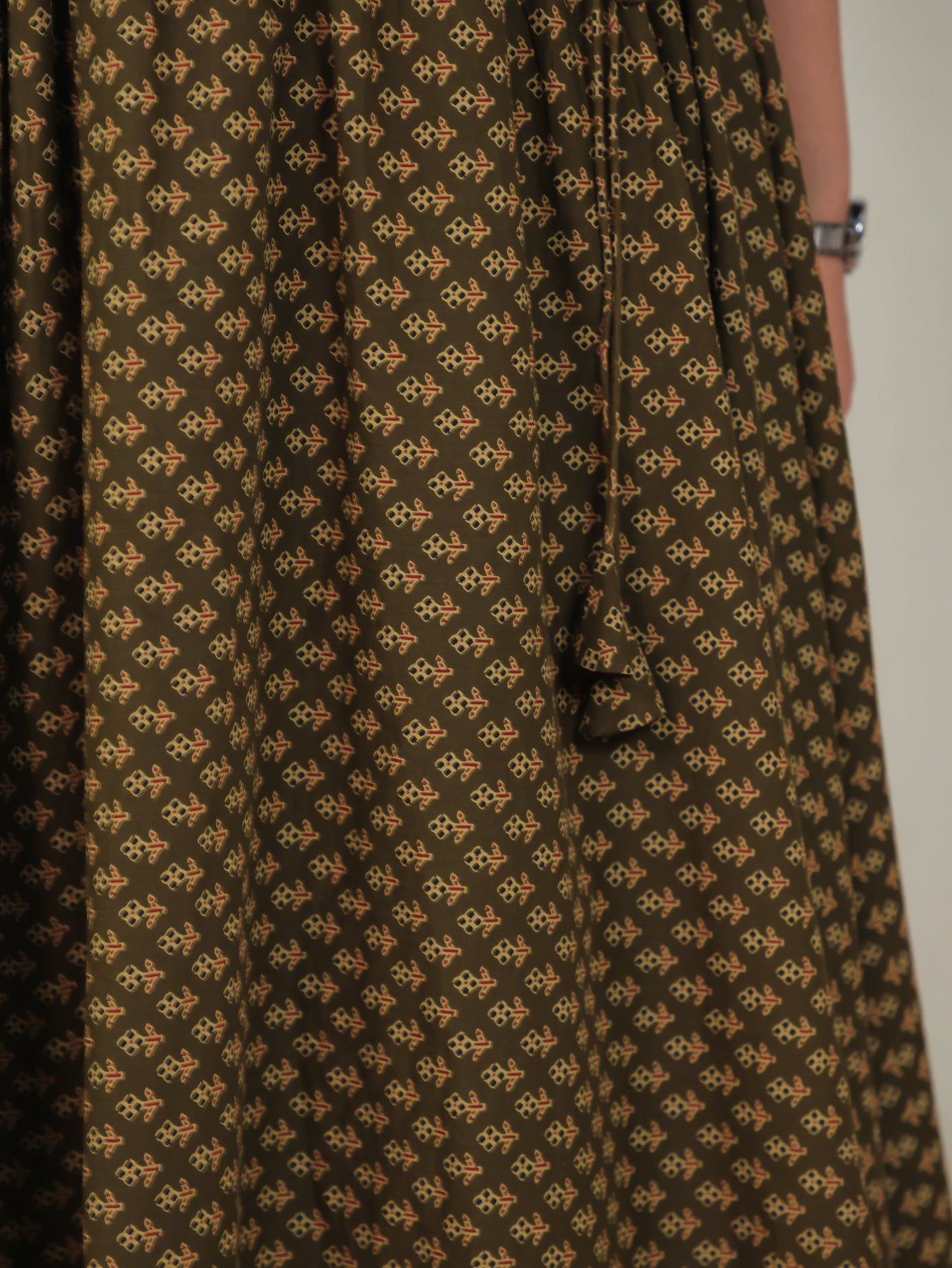 Soft Cotton Geometric Angrakha Green Kurta