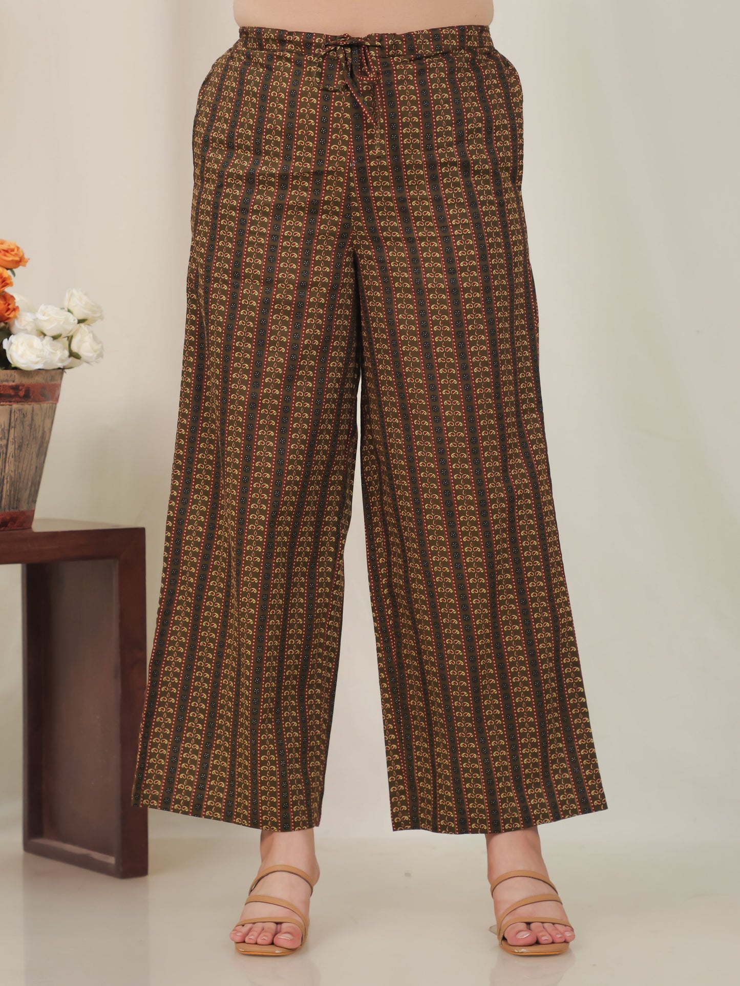 Soft Cotton Geometric Angrakha Green Kurta
