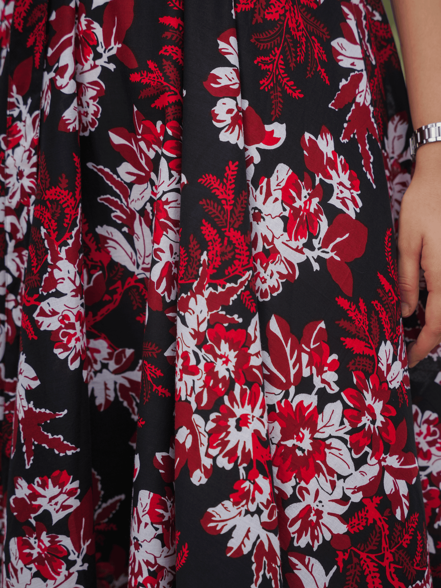 Soft Cotton Floral Anarkali Black Dress
