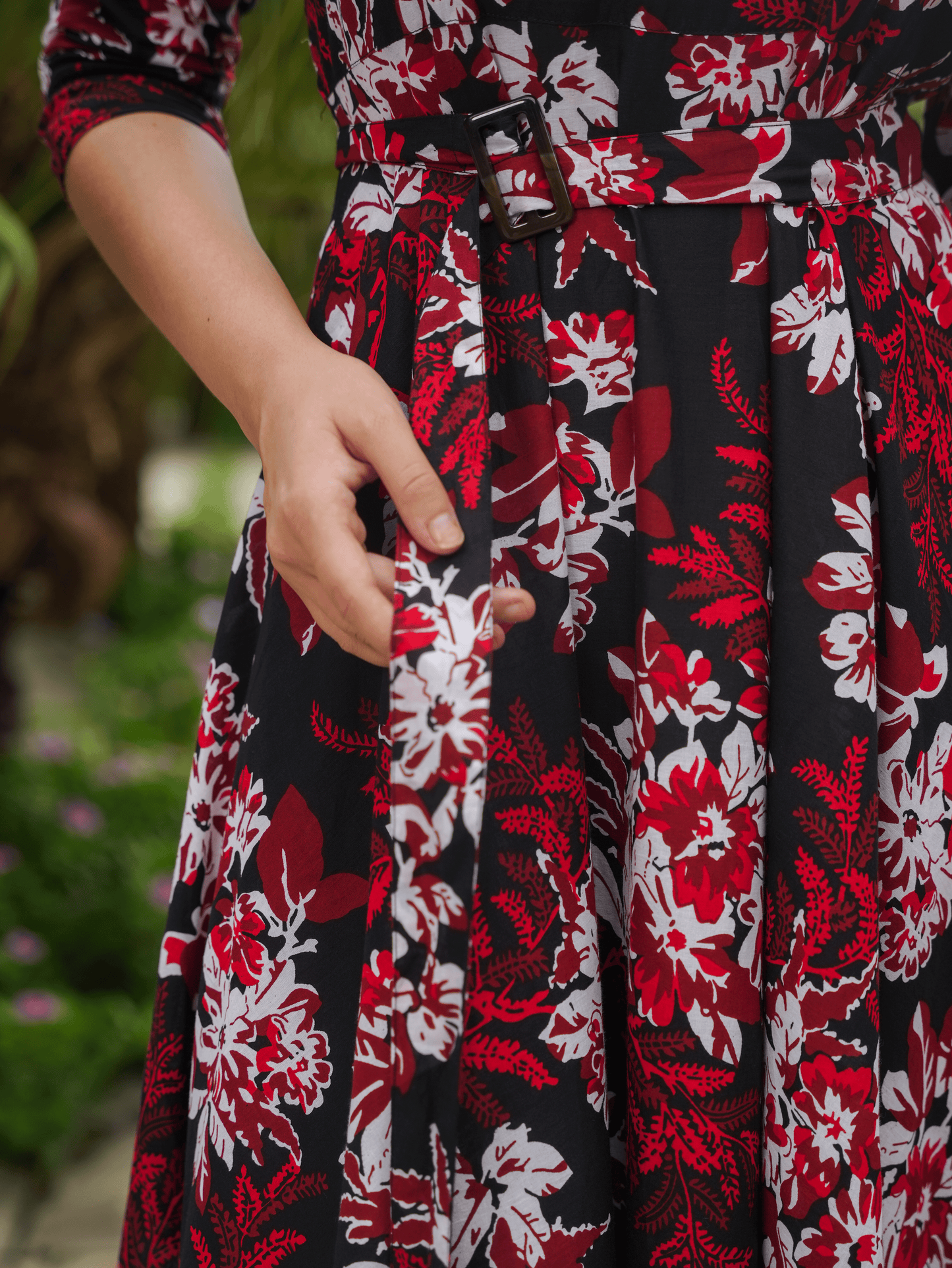 Soft Cotton Floral Anarkali Black Dress