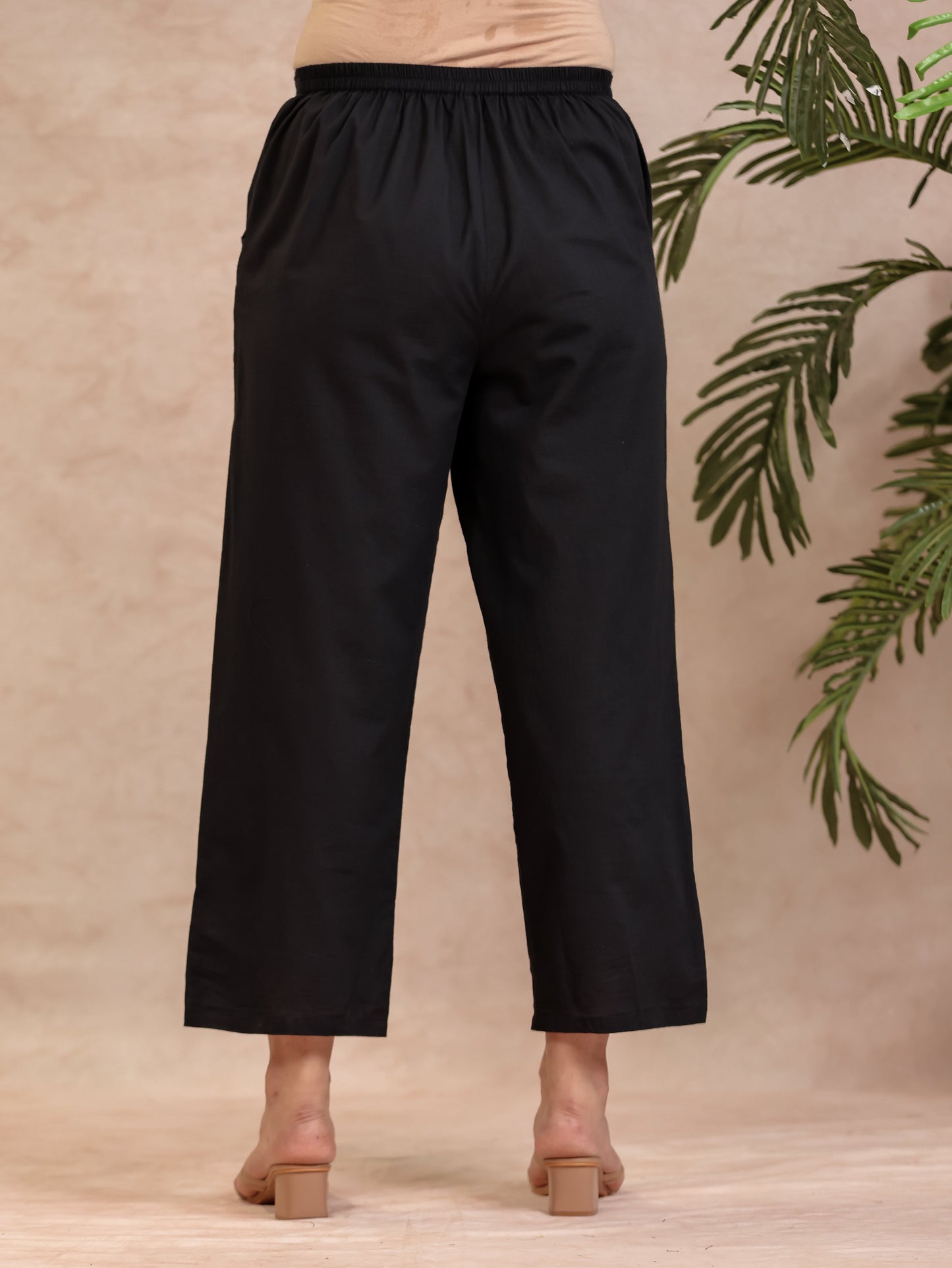Soft Cotton Butti Angrakha Black Kurta