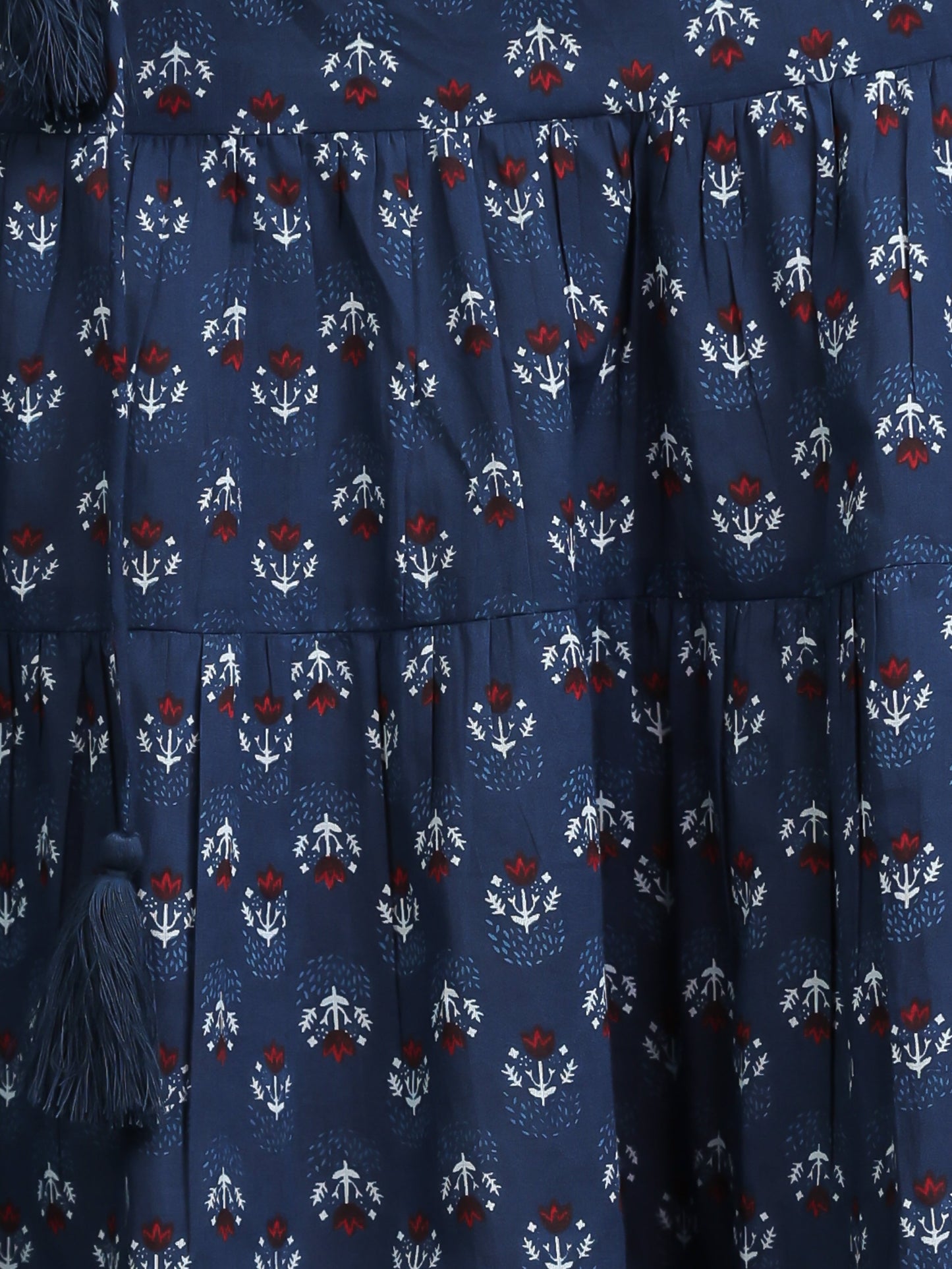 Soft Cotton Butti A-line Blue Dress