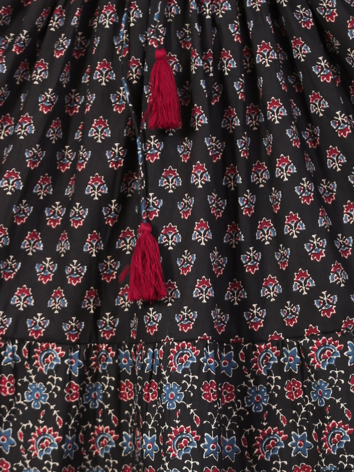 Soft Cotton Butti Tiered Black Dress