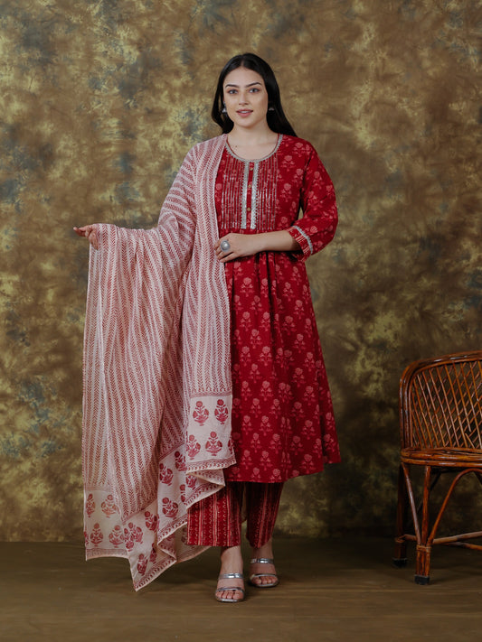Cotton Voile Border print Beige Dupatta