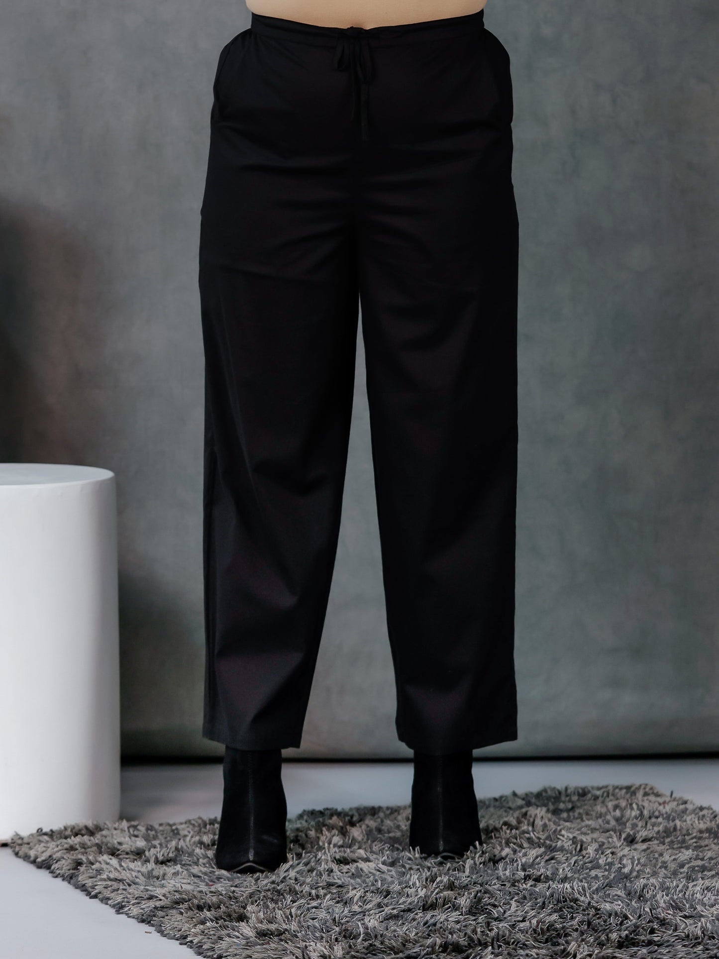Soft Cotton Solid Straight Black Kurta