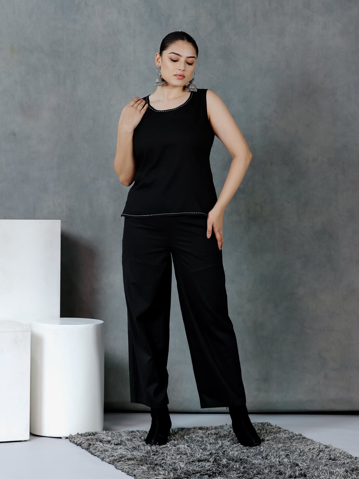 Soft Cotton Solid Straight Black Kurta