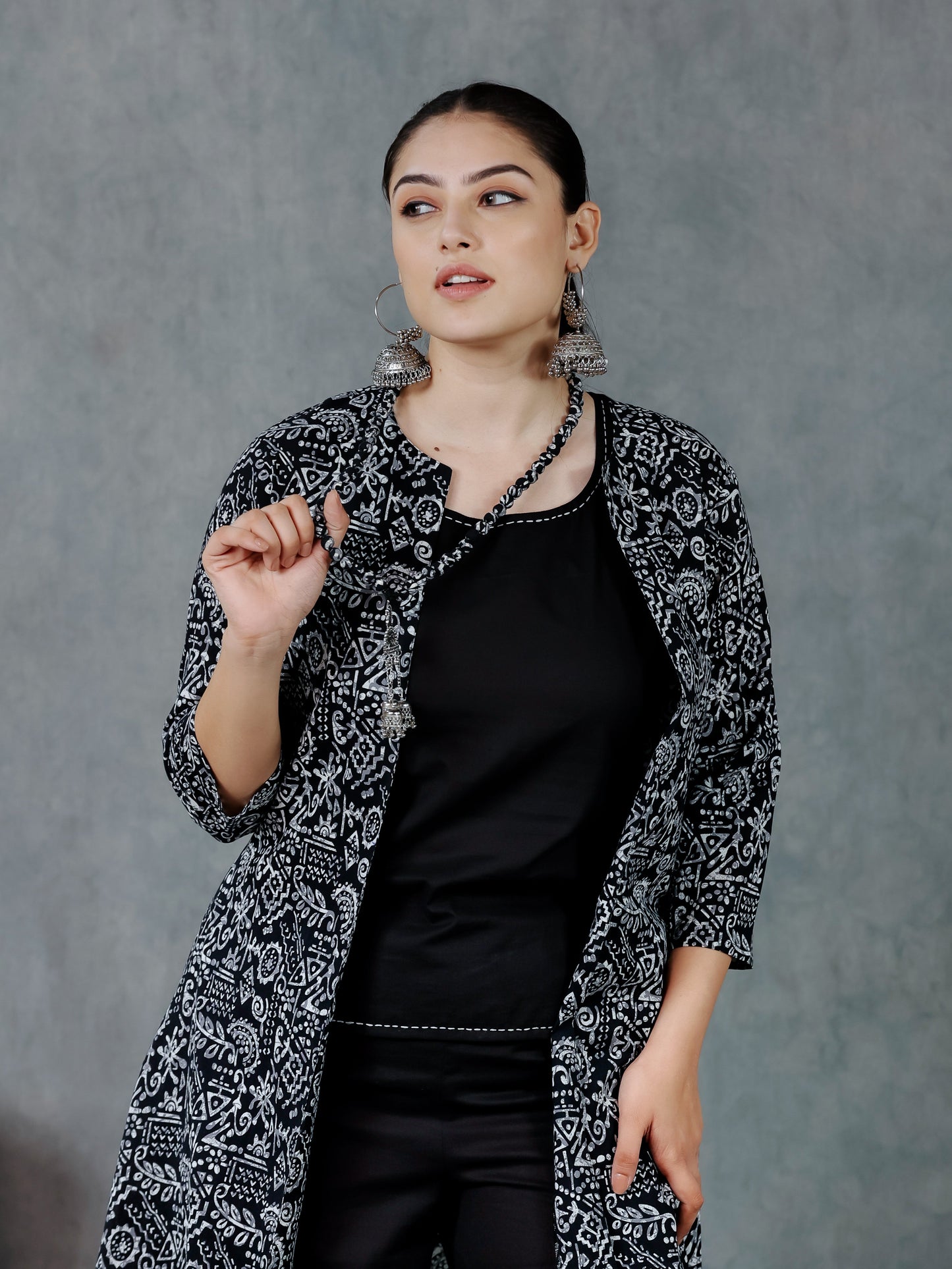 Soft Cotton Solid Straight Black Kurta