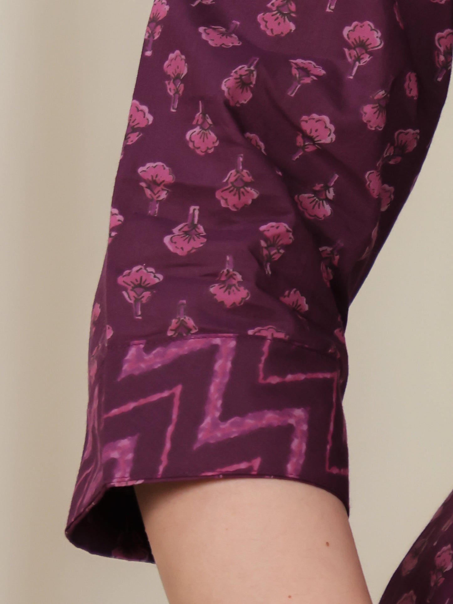 Embroidered Soft Cotton Butti Anarkali Purple Kurta