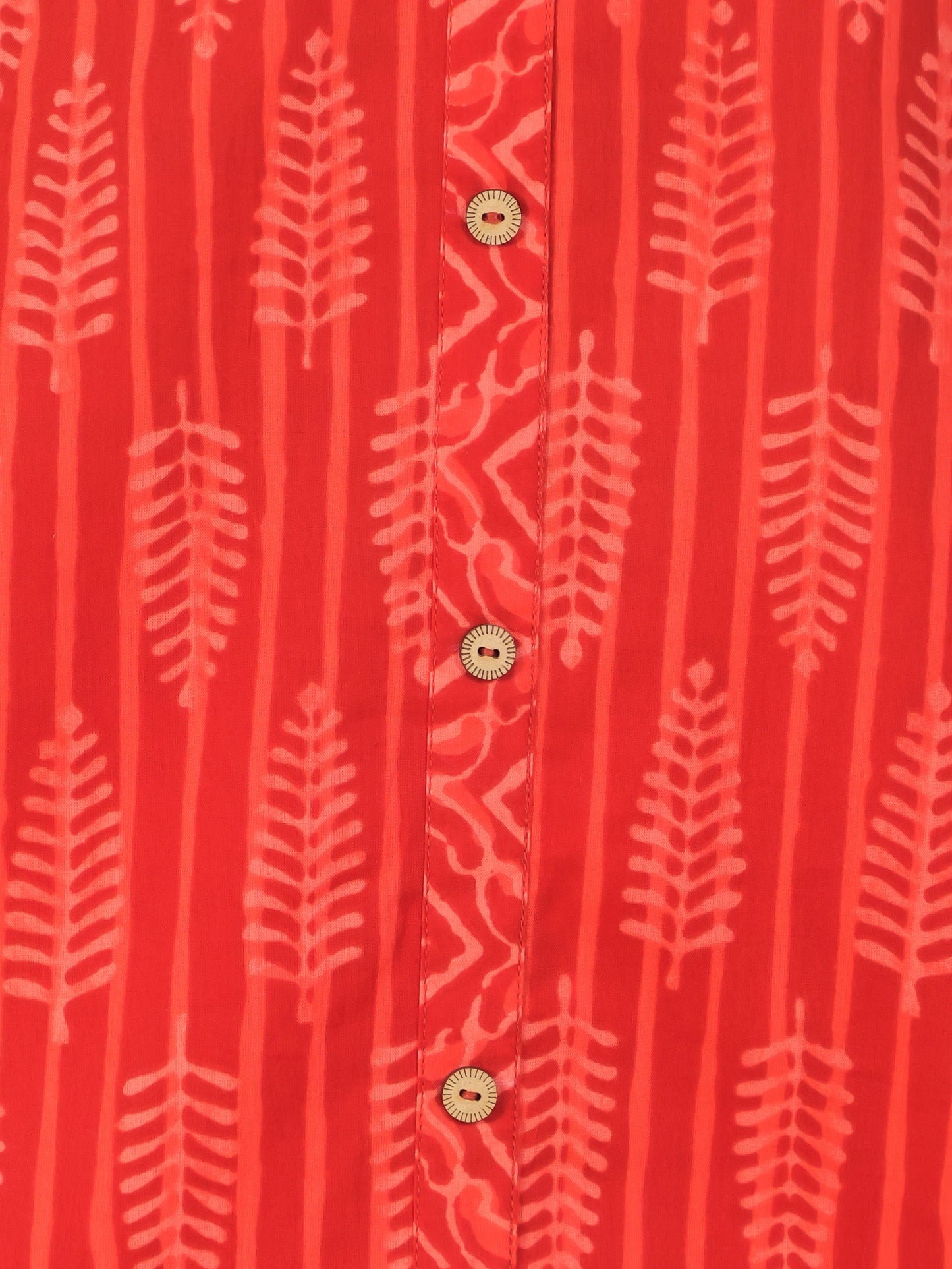 Soft Cotton Geometric High Low Red Kurta