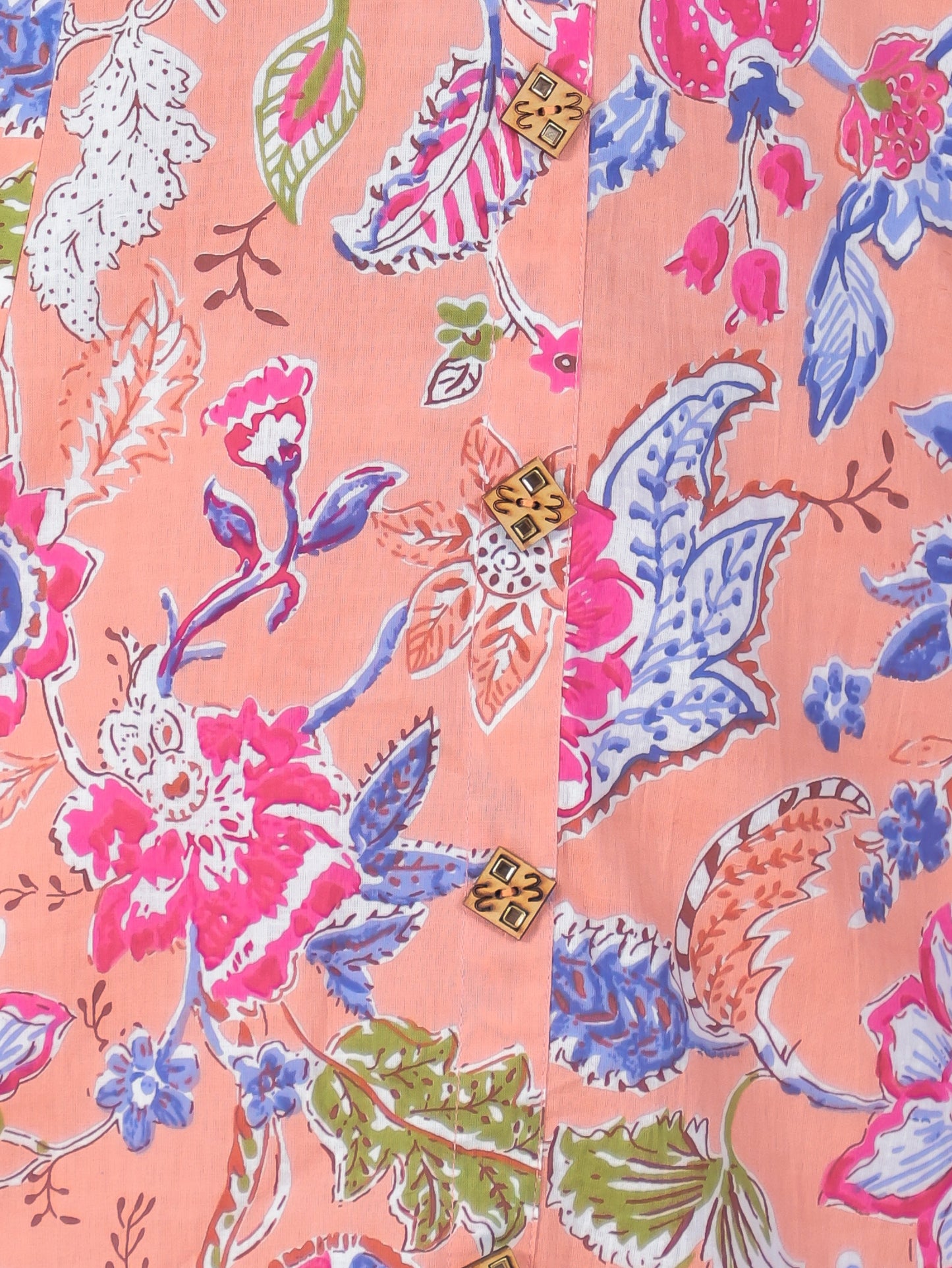 Soft Cotton Floral High Low Peach Kurta