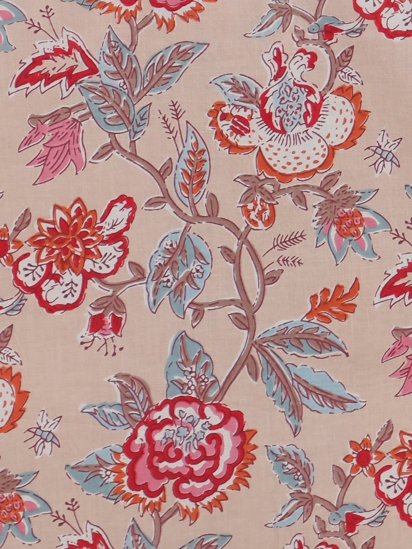 Soft Cotton Floral Straight Beige Kurta