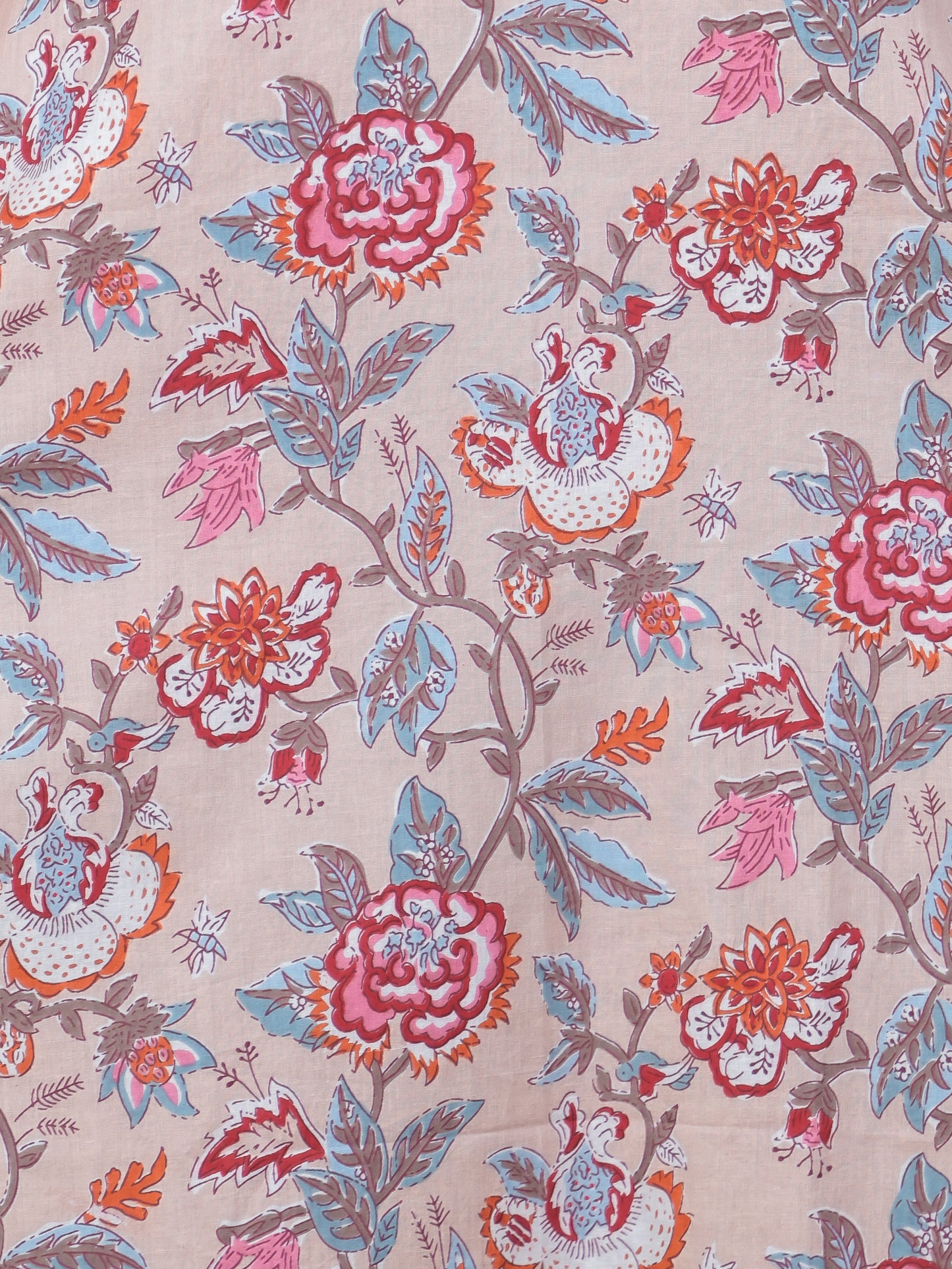 Soft Cotton Floral Straight Beige Kurta