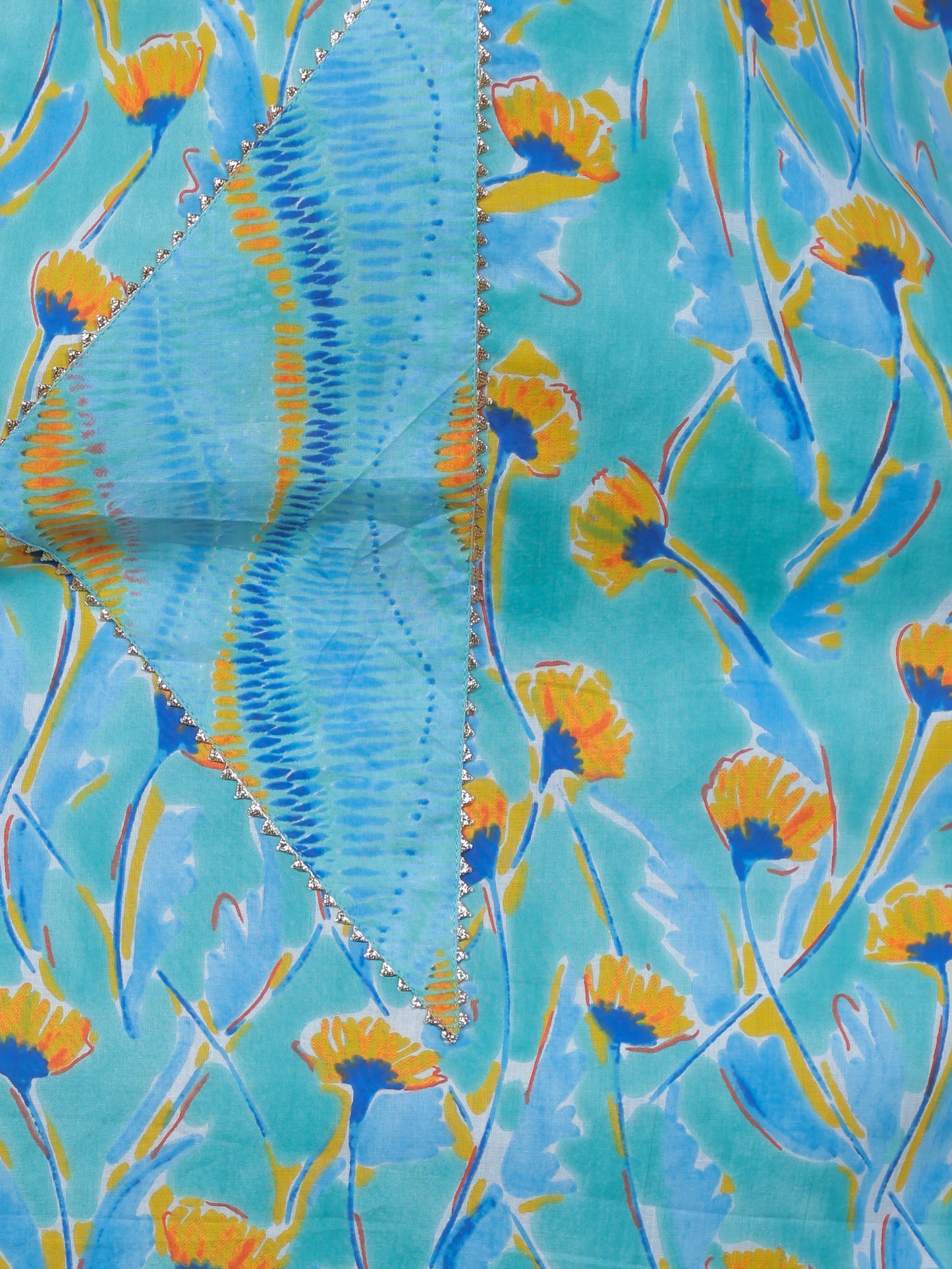 Soft Cotton Abstract Straight Blue Kurta